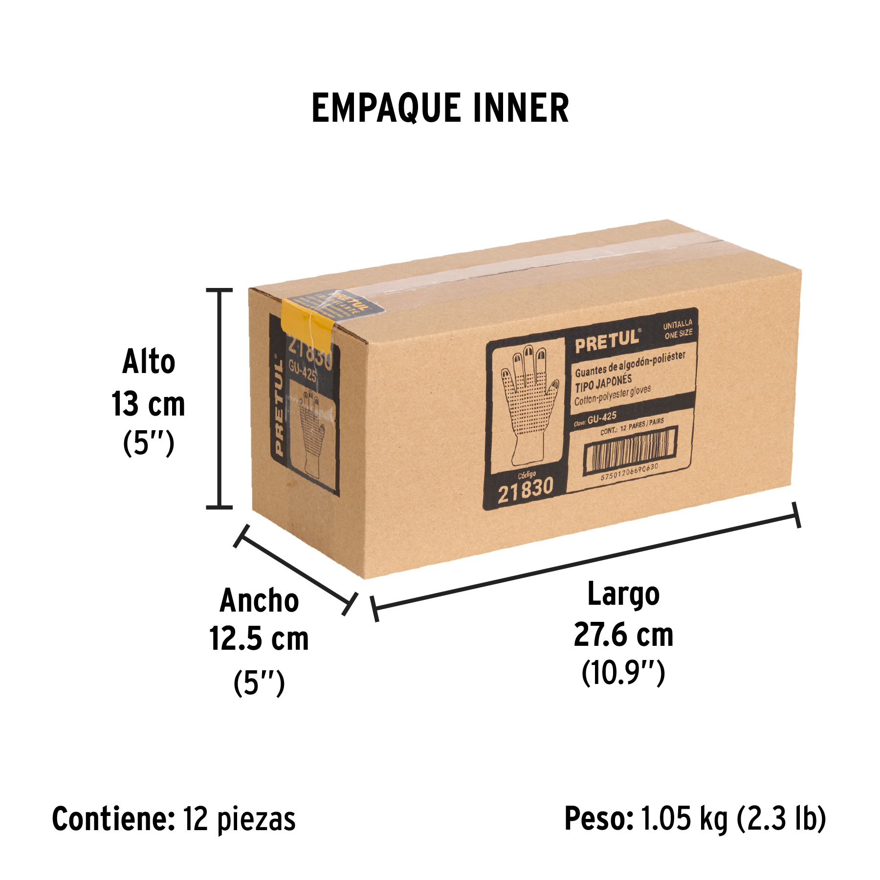 Guantes de algodón con puntos de PVC en palma y dorso,PRETUL PRETUL