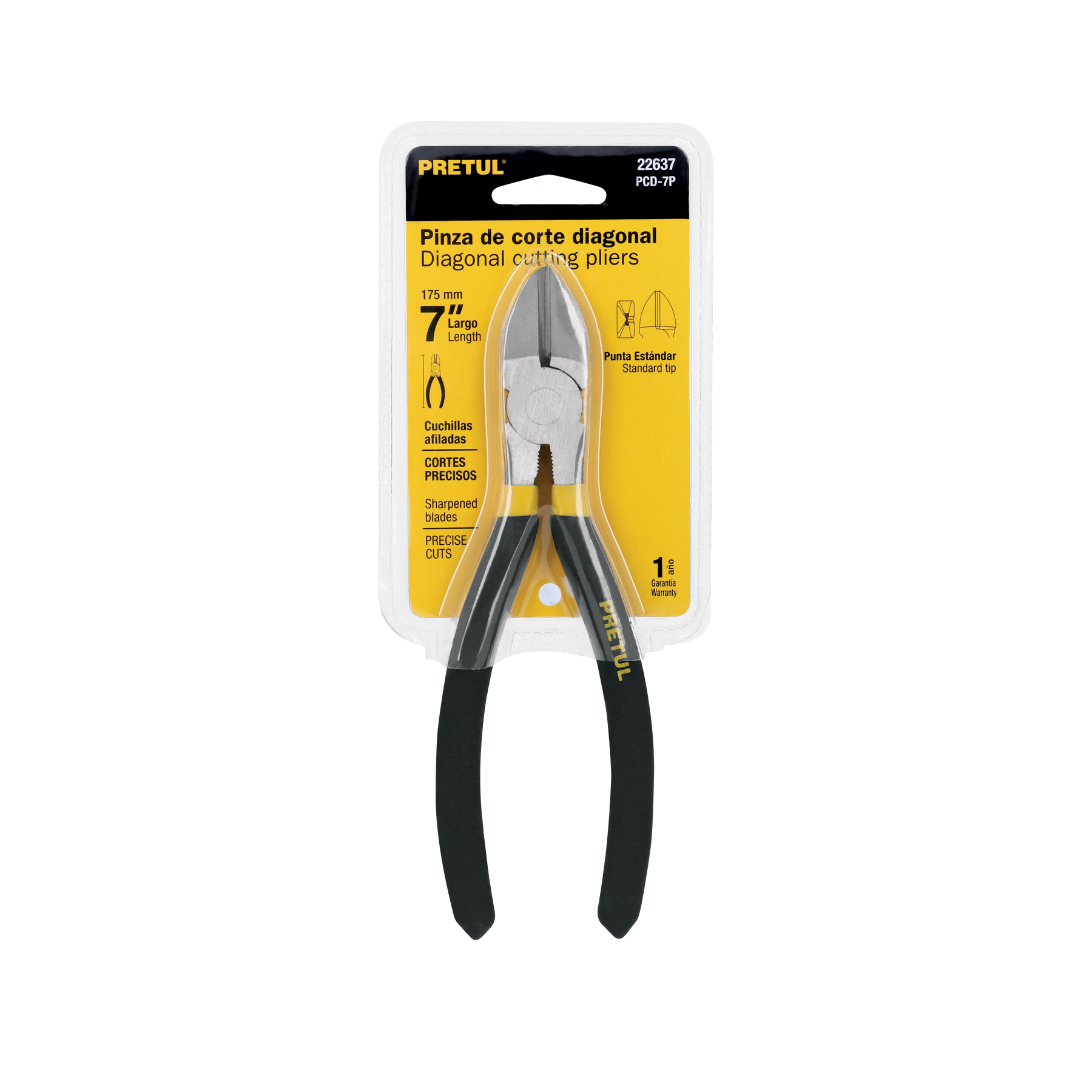 Pinza de corte diagonal 7" mango de PVC, PRETUL PRETUL