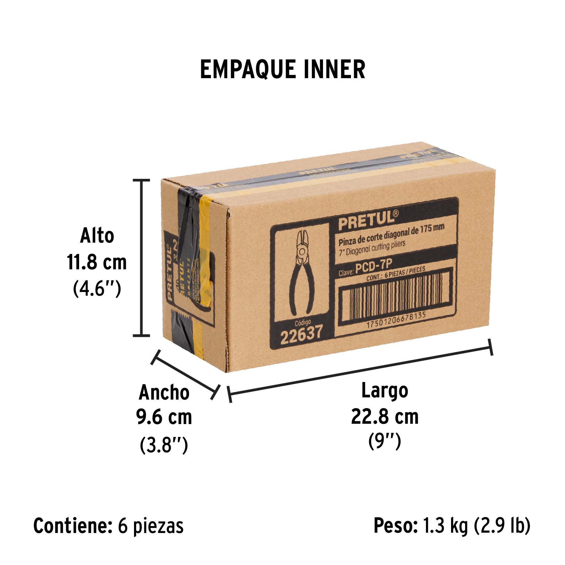 Pinza de corte diagonal 7" mango de PVC, PRETUL PRETUL