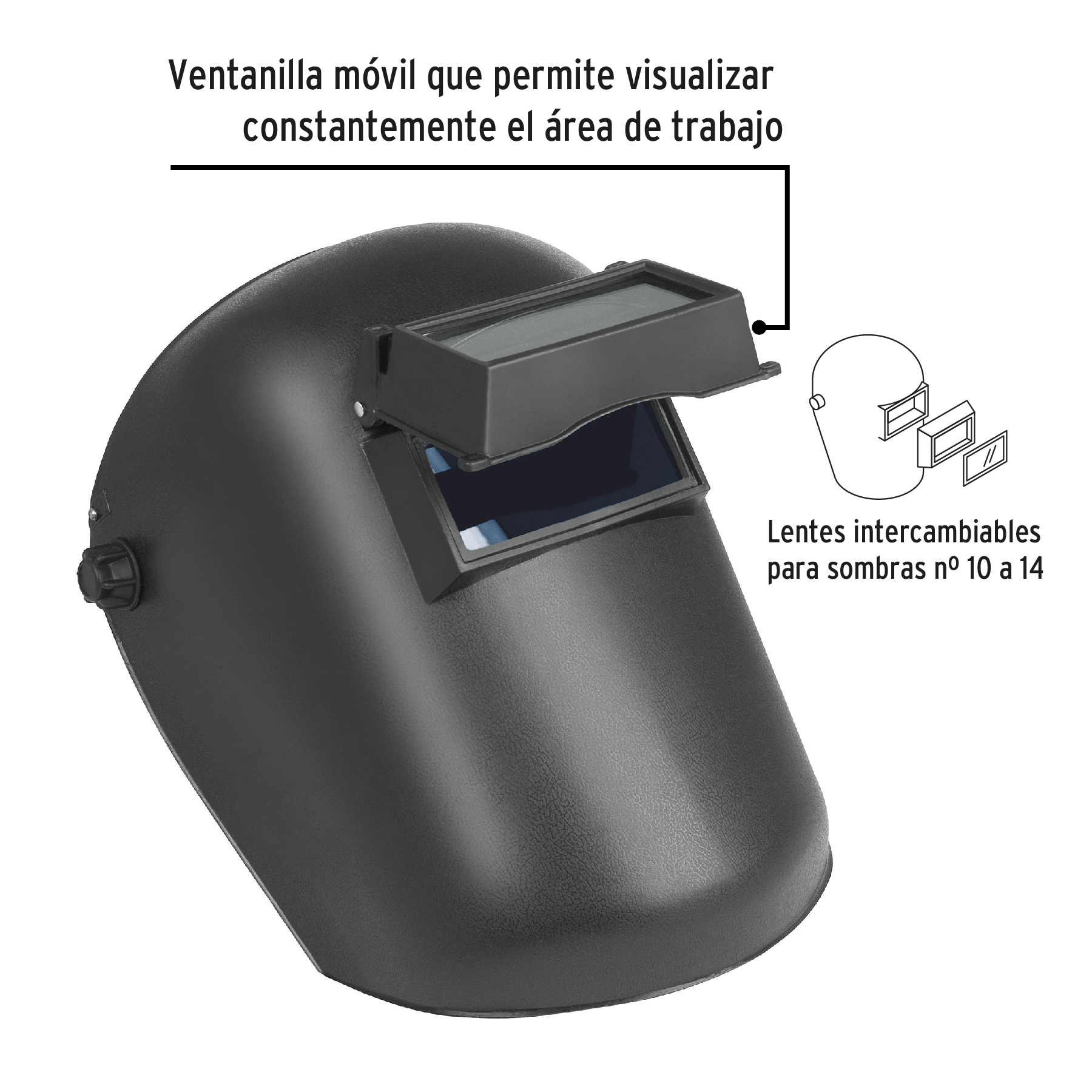 Careta para soldar con lente abatible, sombra 11, PRETUL PRETUL