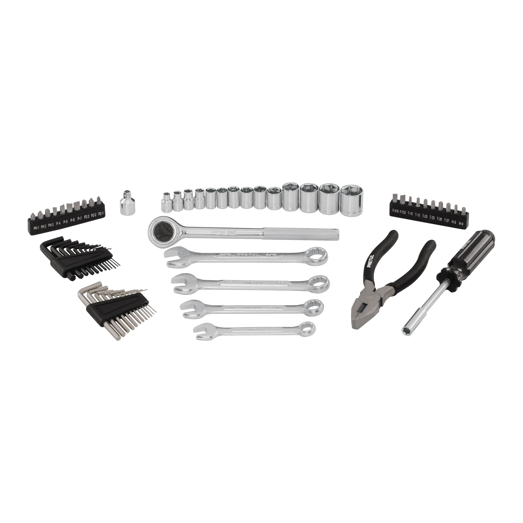 Juego de 66 herramientas 1/4" y 3/8" para mecánico, PRETUL PRETUL