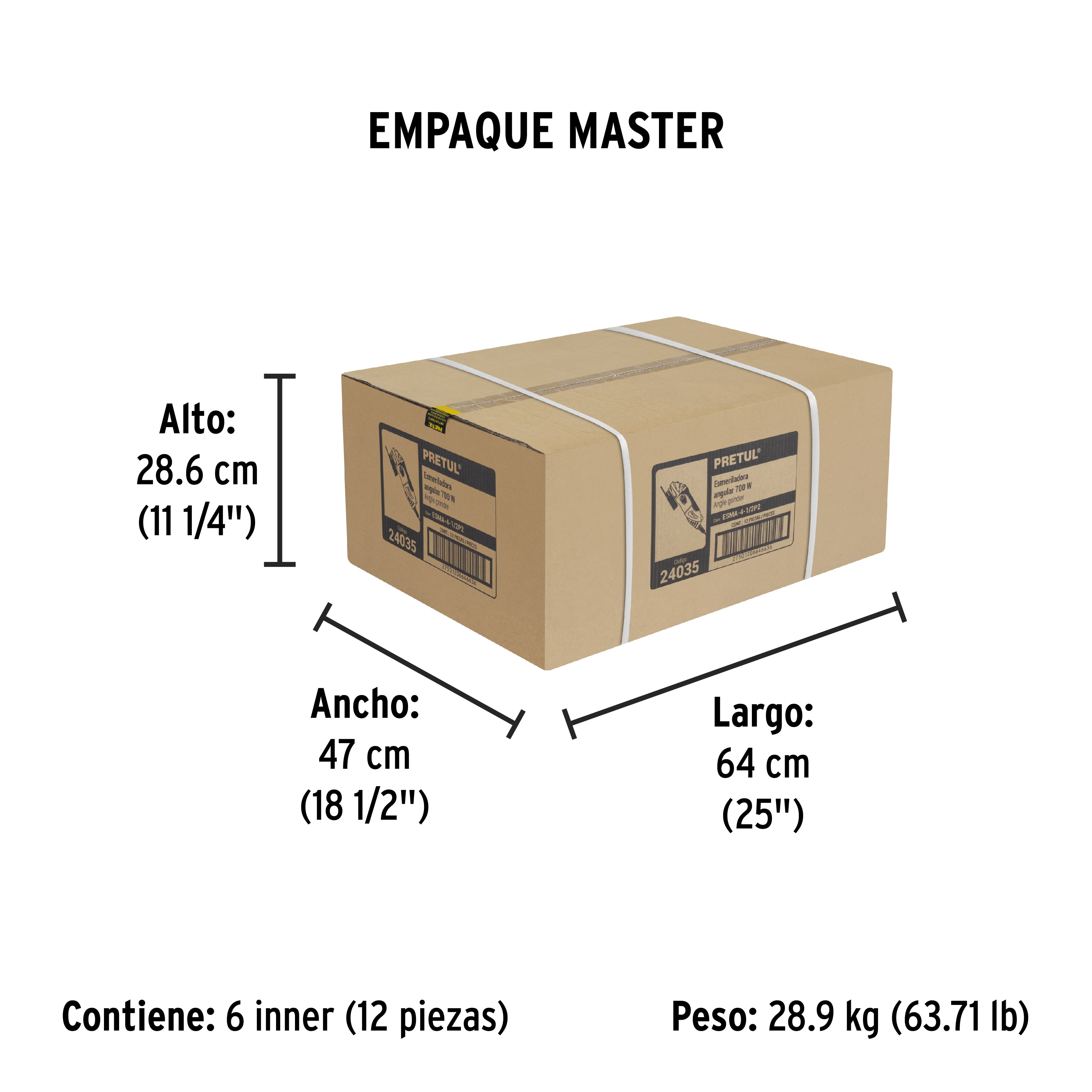 Esmeriladora angular 4-1/2", 700W, PRETUL PRETUL