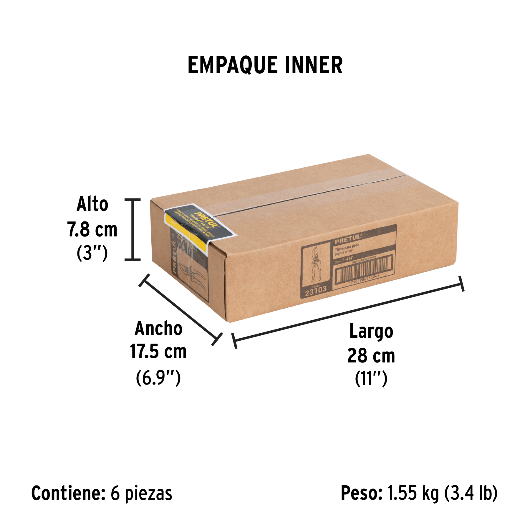 Tijera para poda 8" cuchilla de paso, PRETUL PRETUL