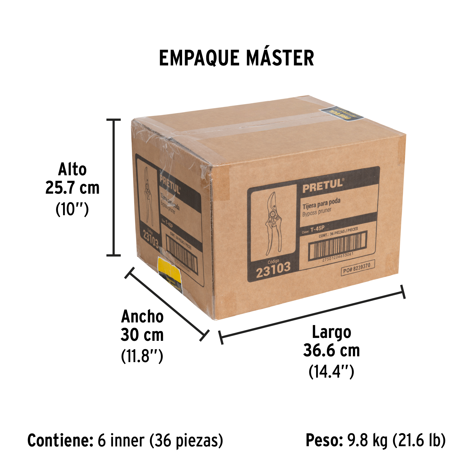Tijera para poda 8" cuchilla de paso, PRETUL PRETUL