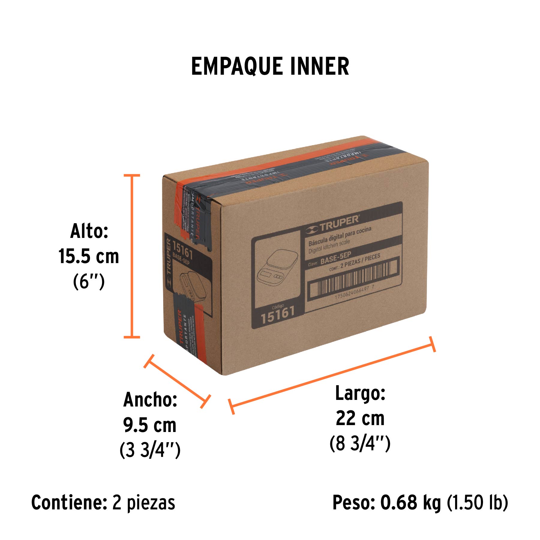 Báscula digital para cocina, plato de ABS, 5 kg, TRUPER TRUPER