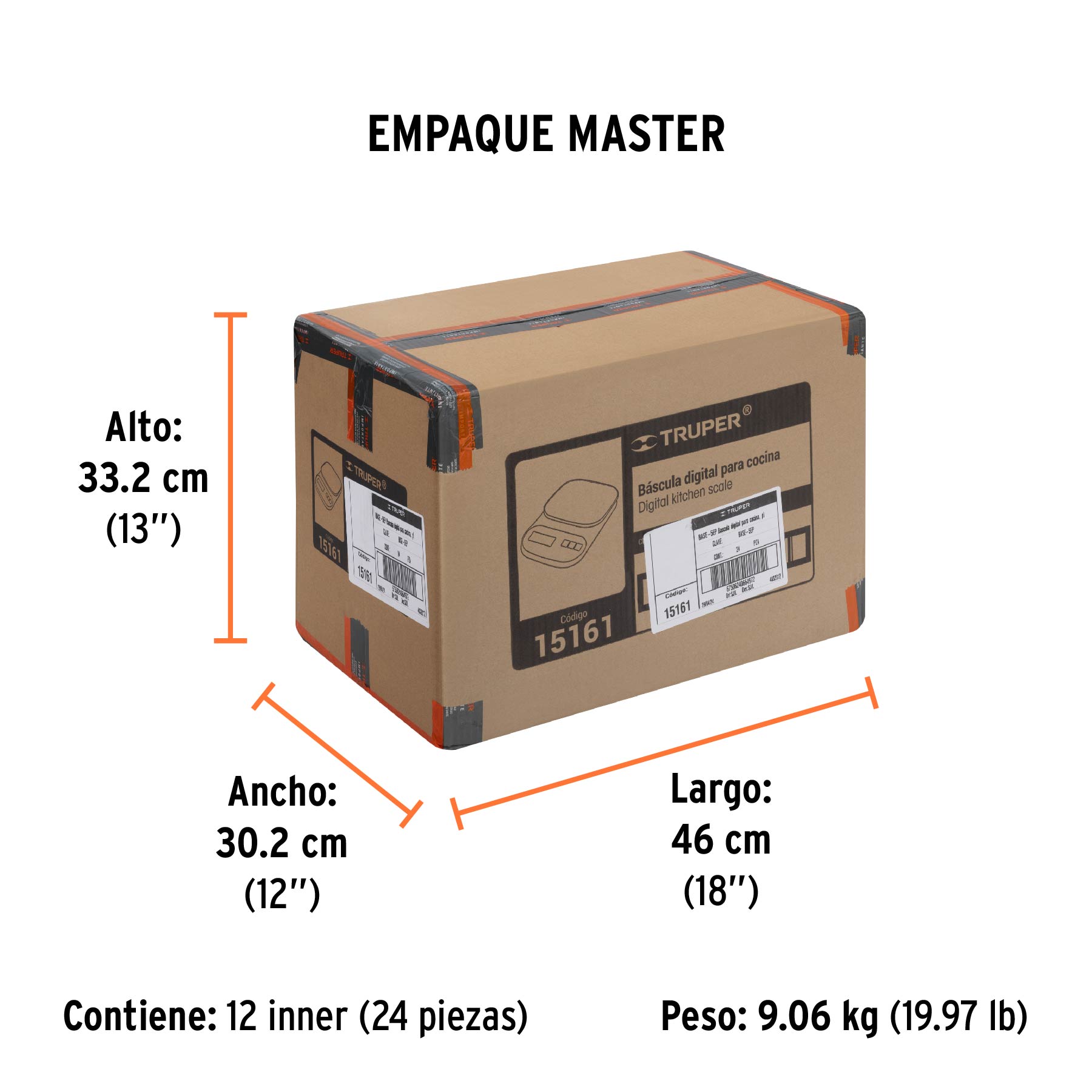 Báscula digital para cocina, plato de ABS, 5 kg, TRUPER TRUPER
