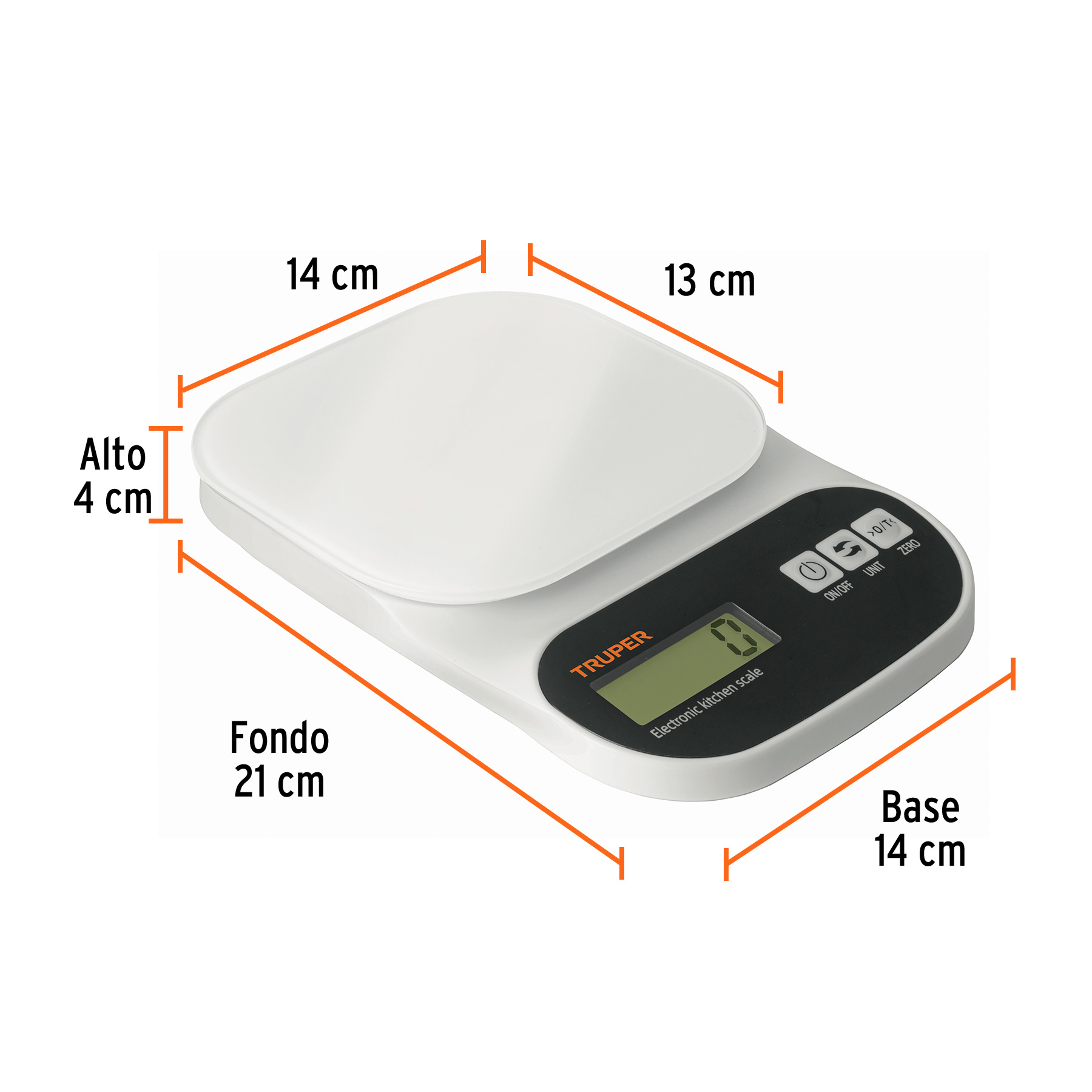 Báscula digital para cocina, plato de vidrio, 5 kg, TRUPER TRUPER