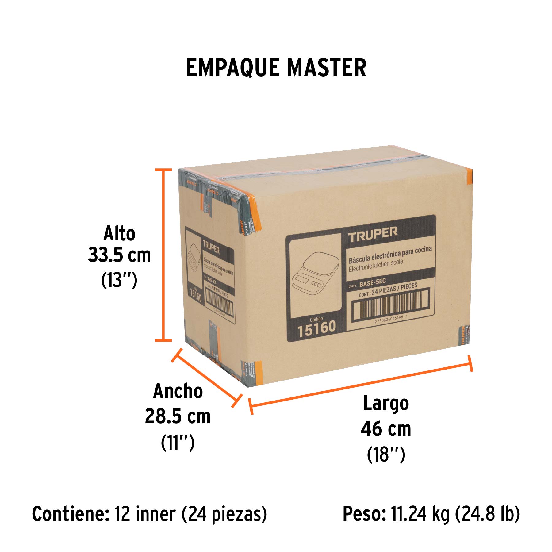 Báscula digital para cocina, plato de vidrio, 5 kg, TRUPER TRUPER