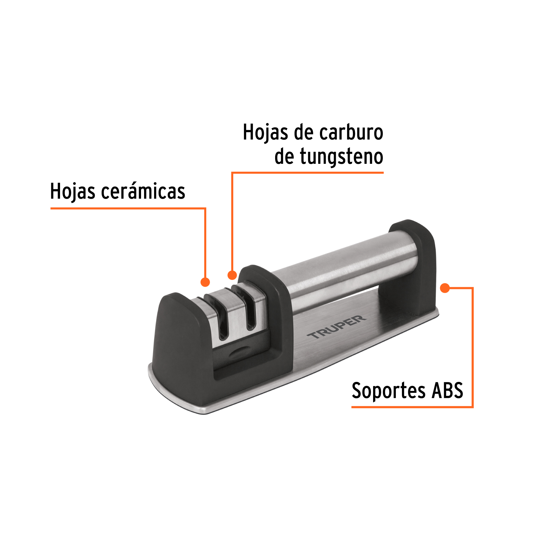 Afilador de cuchillos, cuerpo de acero inoxidable, TRUPER TRUPER