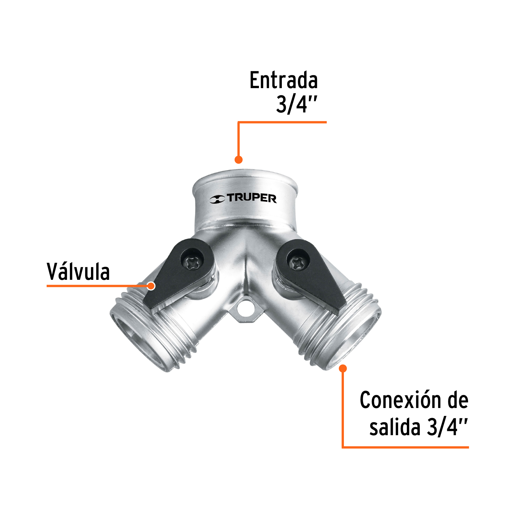 Conector "Y" 3/4" metálico para manguera, TRUPER TRUPER