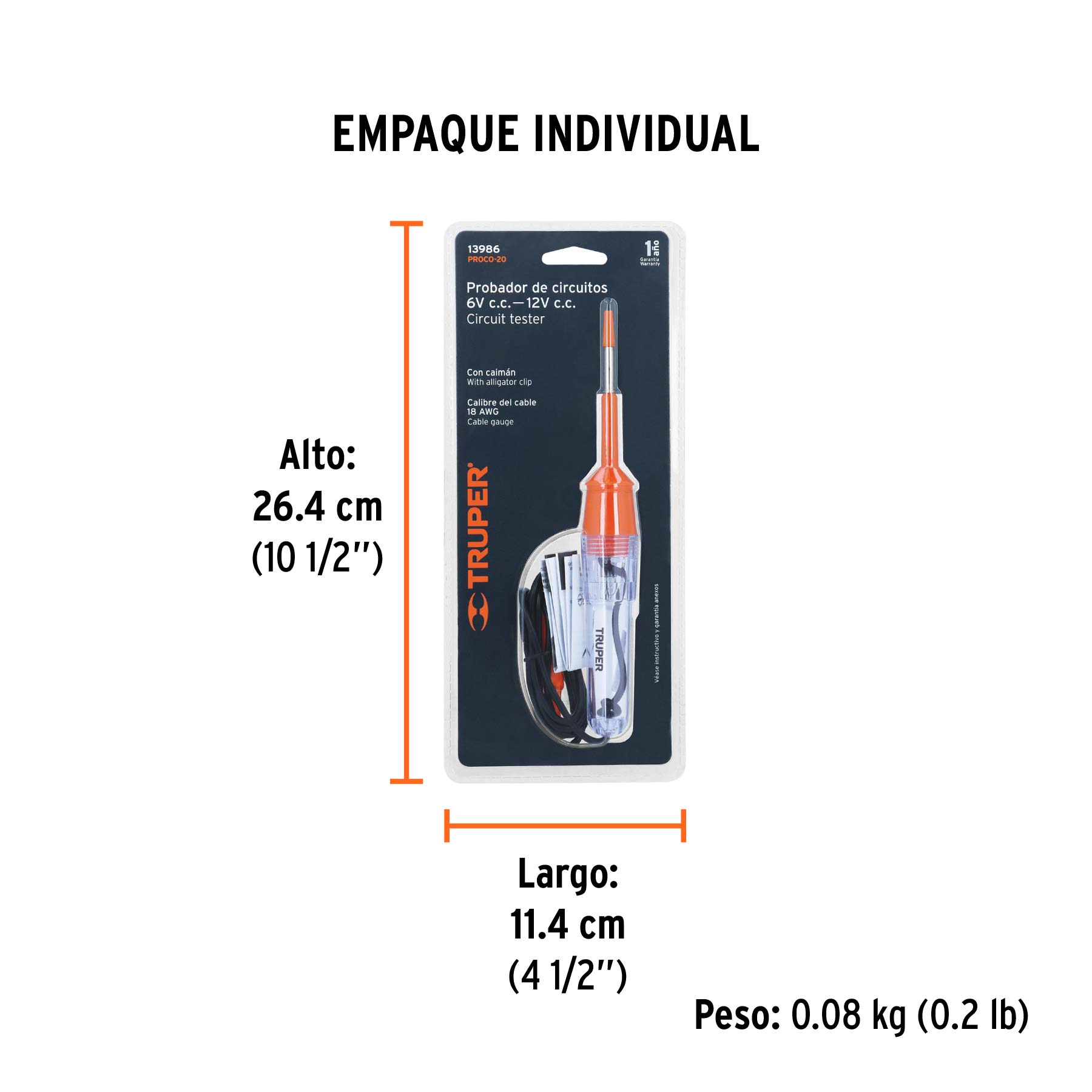 Probador de circuitos de corriente directa 20 cm, TRUPER TRUPER