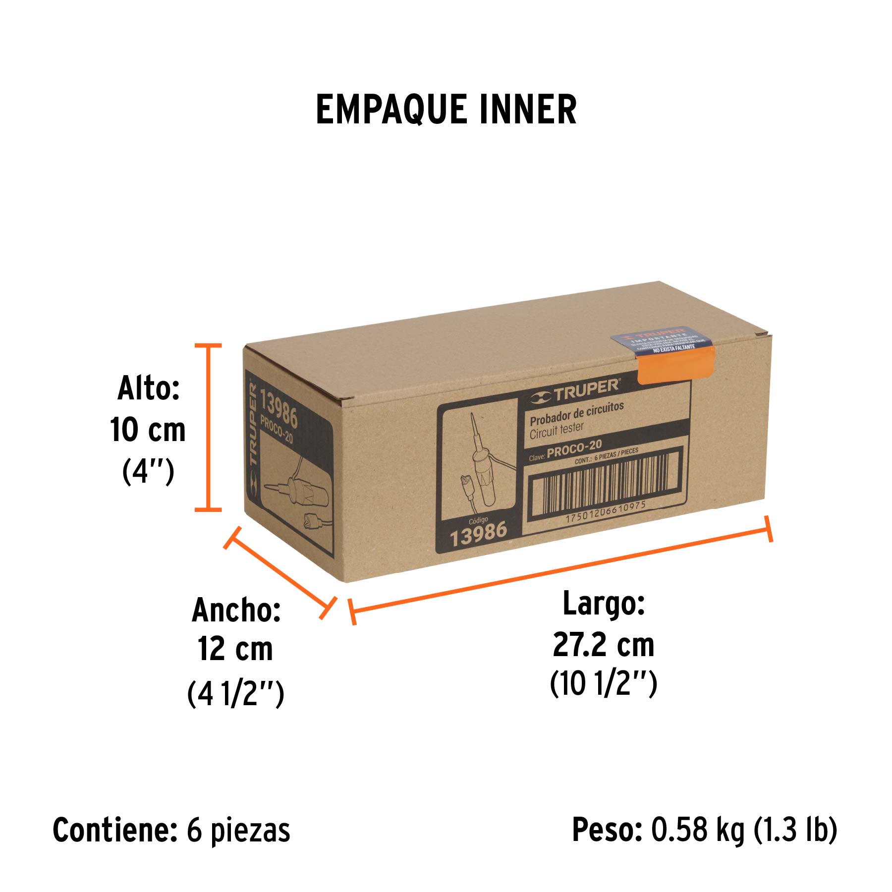 Probador de circuitos de corriente directa 20 cm, TRUPER TRUPER