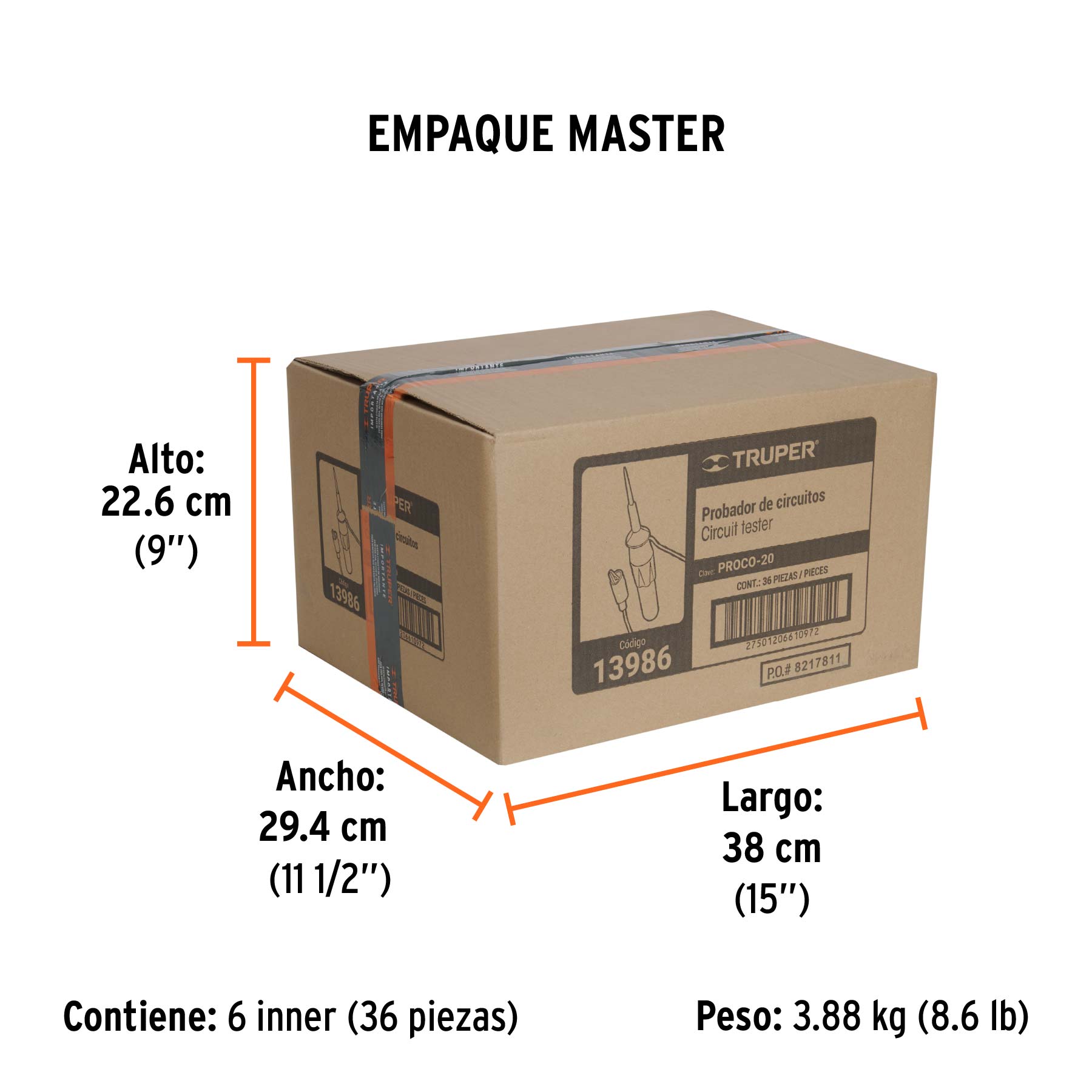 Probador de circuitos de corriente directa 20 cm, TRUPER TRUPER