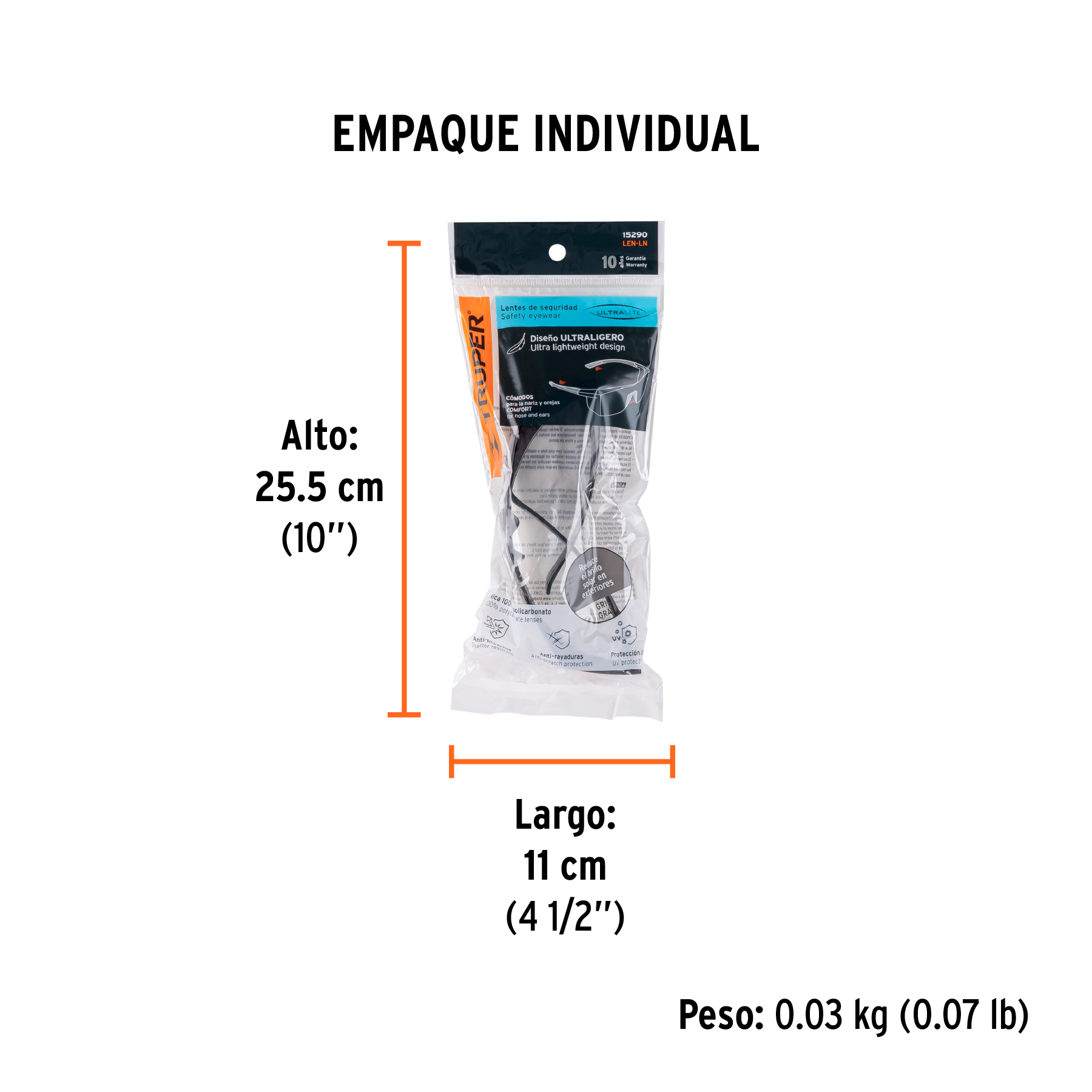 Lentes de seguridad grises, TRUPER Ultralite TRUPER