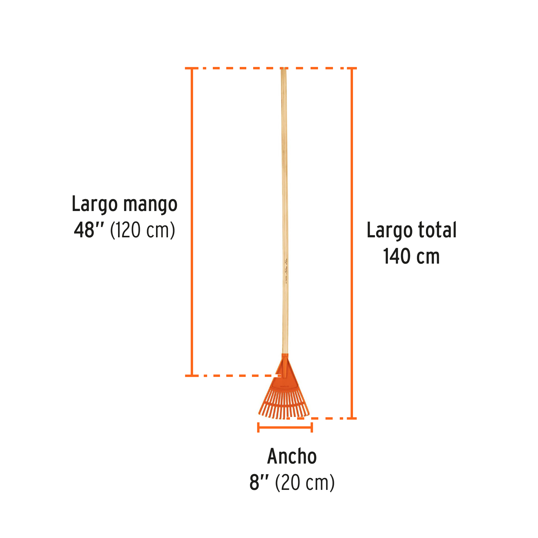 Escoba plástica para jardín, rígida, 15 dientes, mango 48" TRUPER