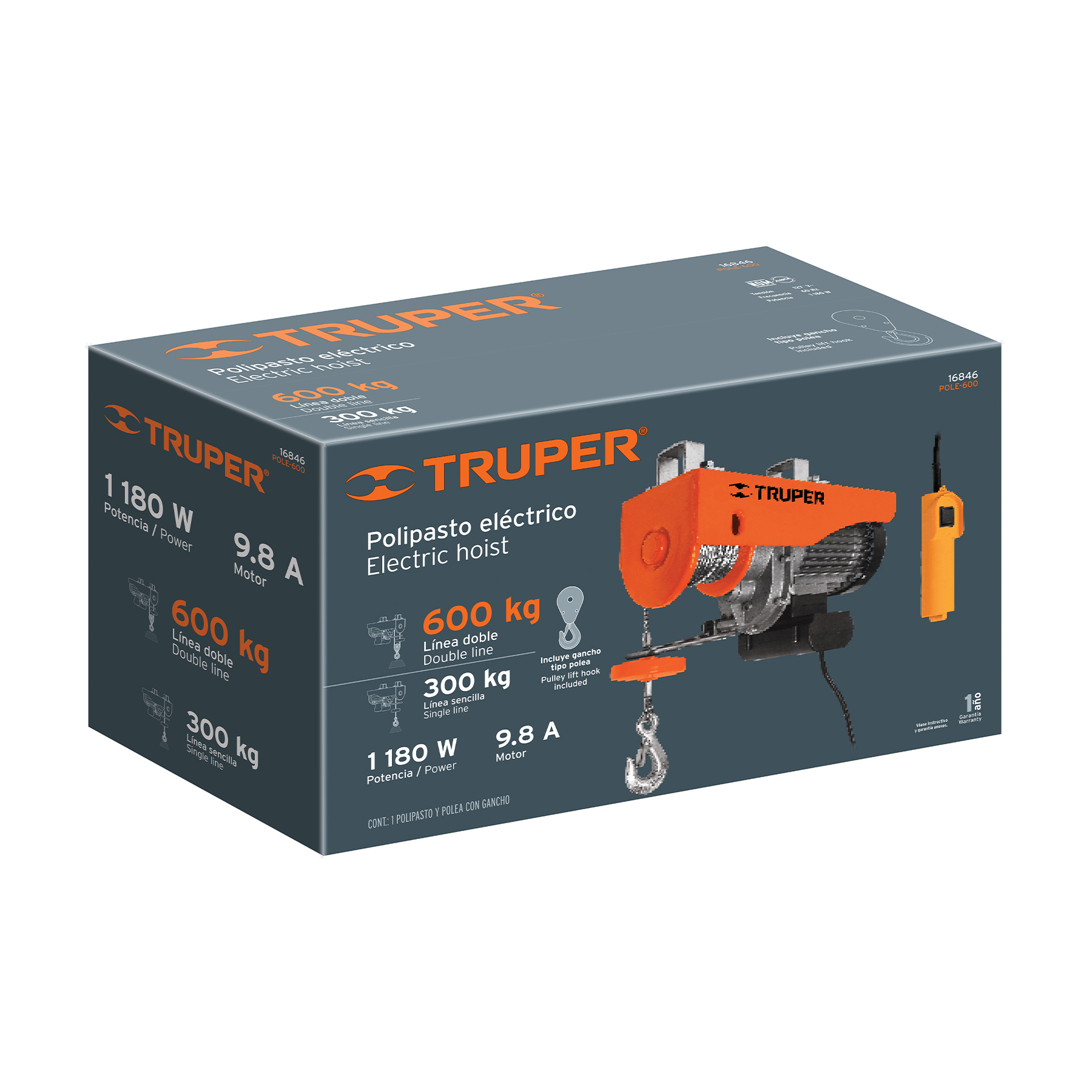 Polipasto eléctrico de 600 kg, TRUPER TRUPER