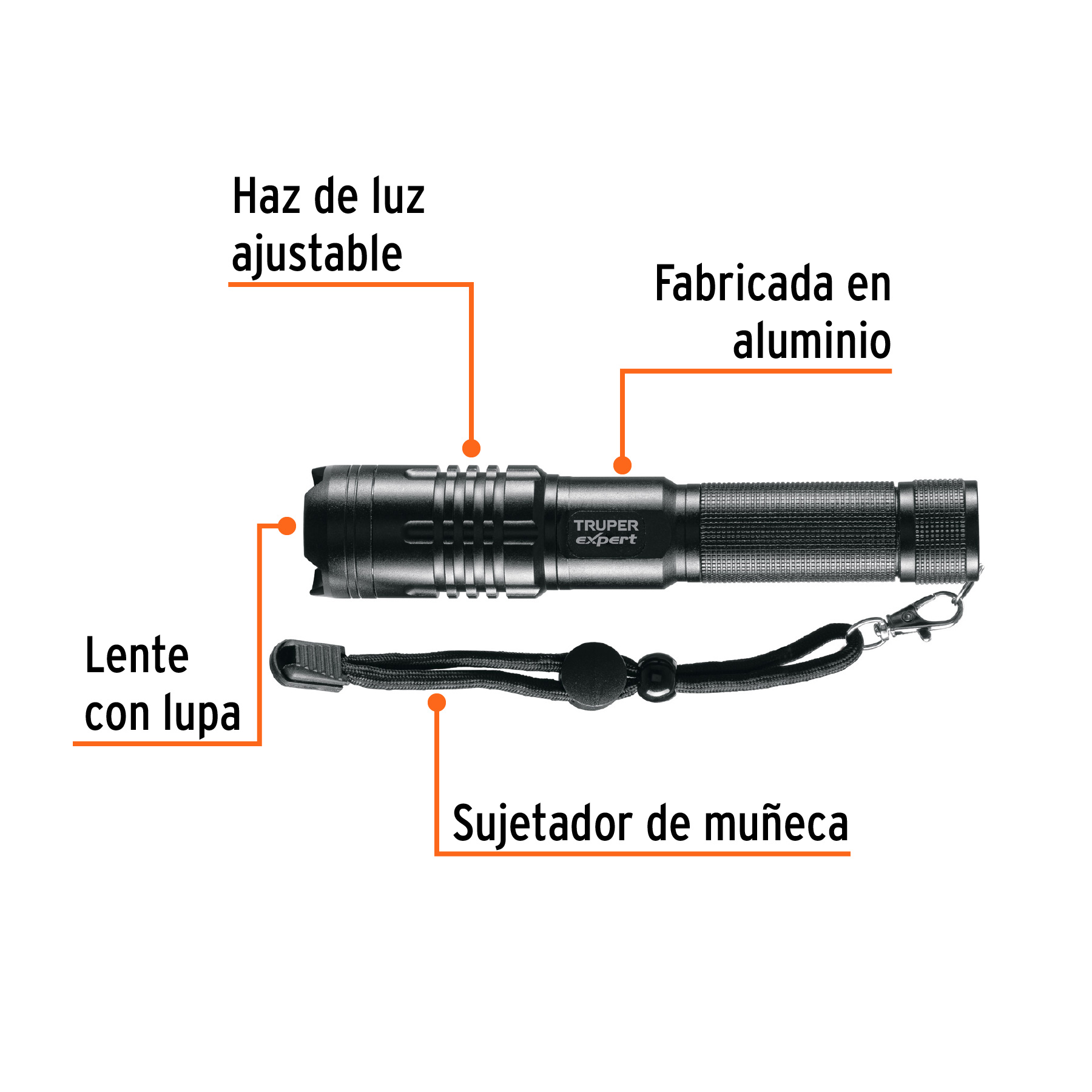 Linterna LED recargable, de aluminio, 500 lm, TRUPER EXPERT TRUPER