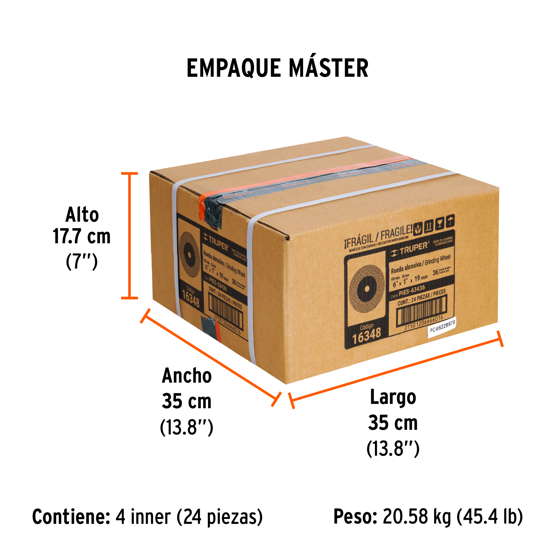 Rueda abrasiva p/esmeril 6"x19mm, óxido aluminio, grano 36 TRUPER