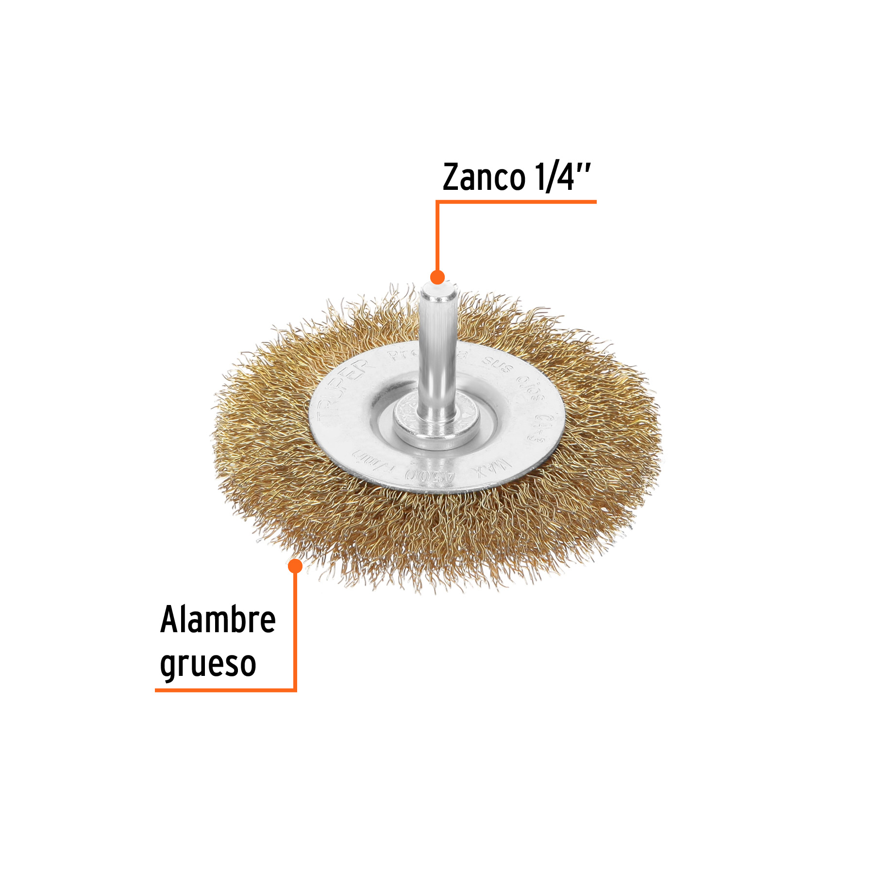 Carda circular 3" alambre grueso para taladro, TRUPER TRUPER