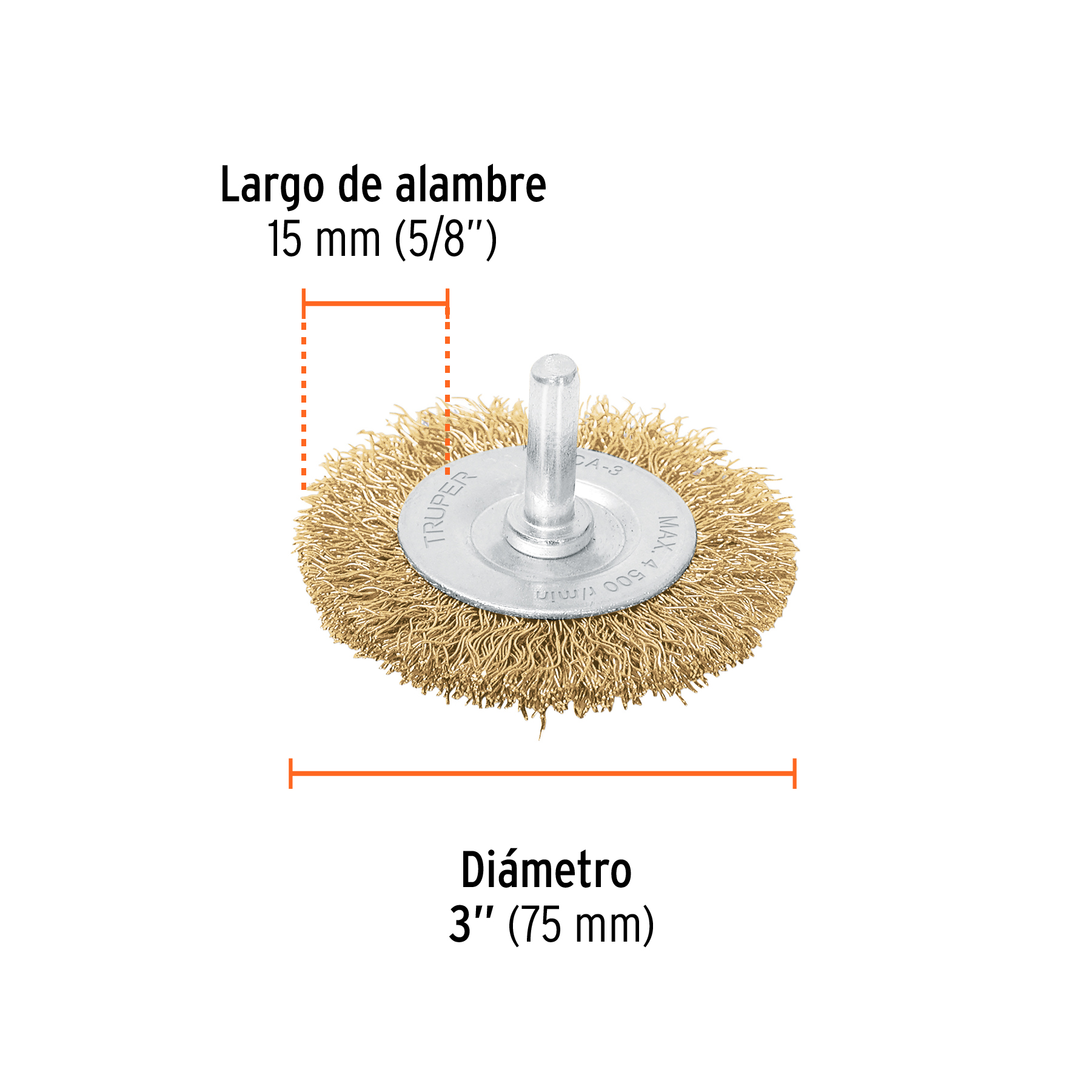 Carda circular 3" alambre grueso para taladro, TRUPER TRUPER