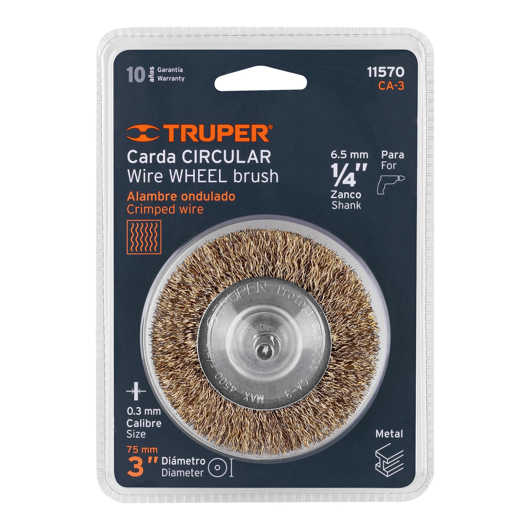 Carda circular 3" alambre grueso para taladro, TRUPER TRUPER