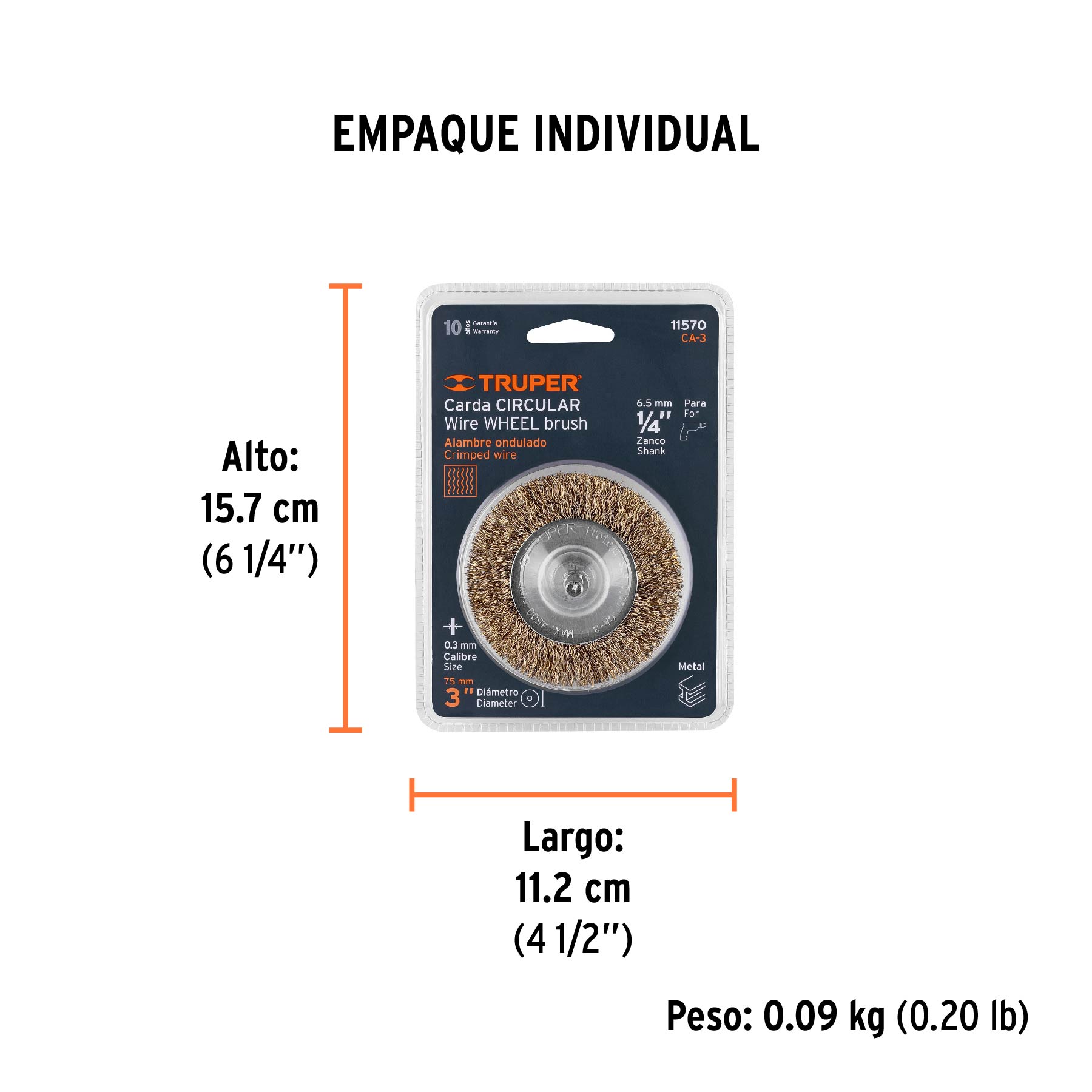 Carda circular 3" alambre grueso para taladro, TRUPER TRUPER