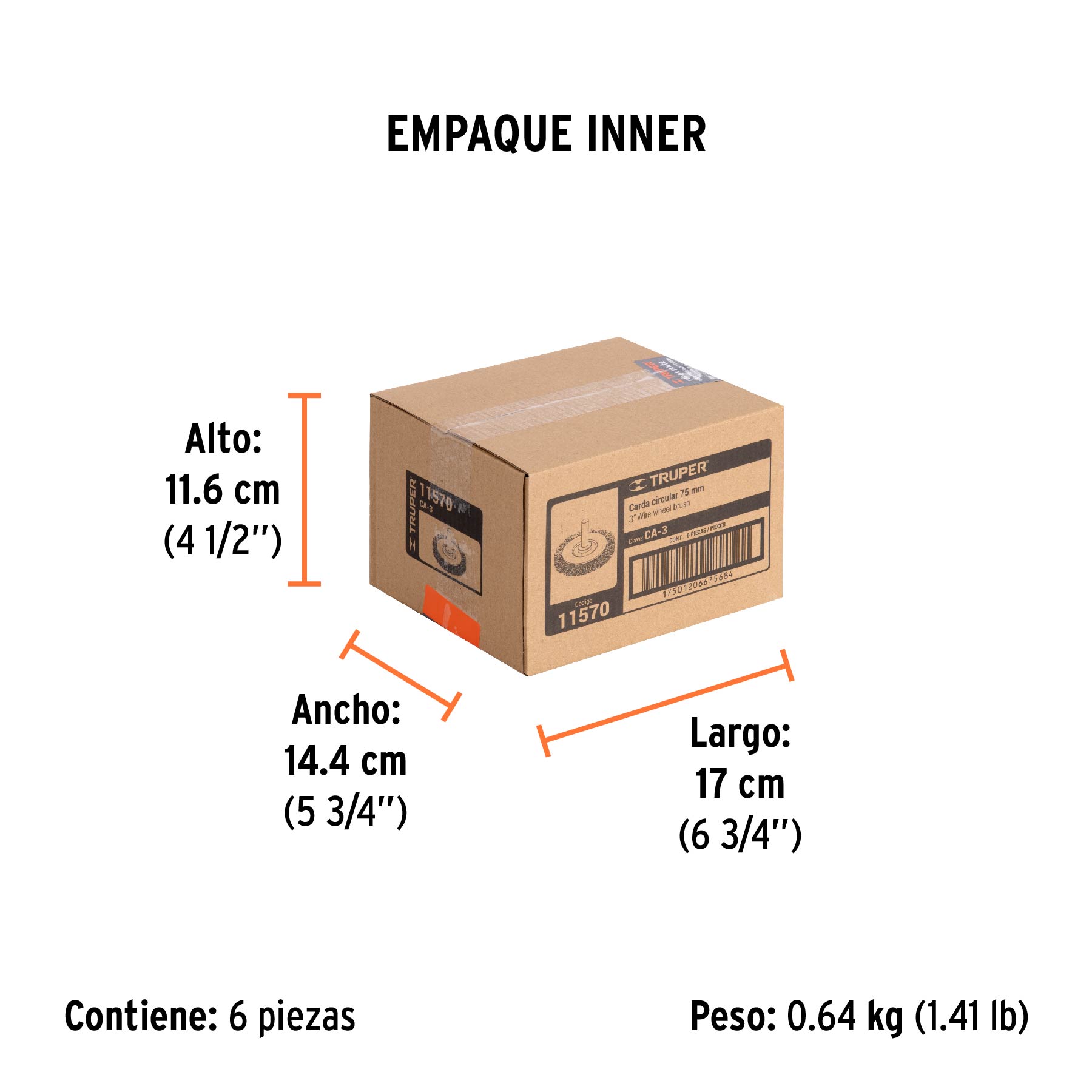 Carda circular 3" alambre grueso para taladro, TRUPER TRUPER