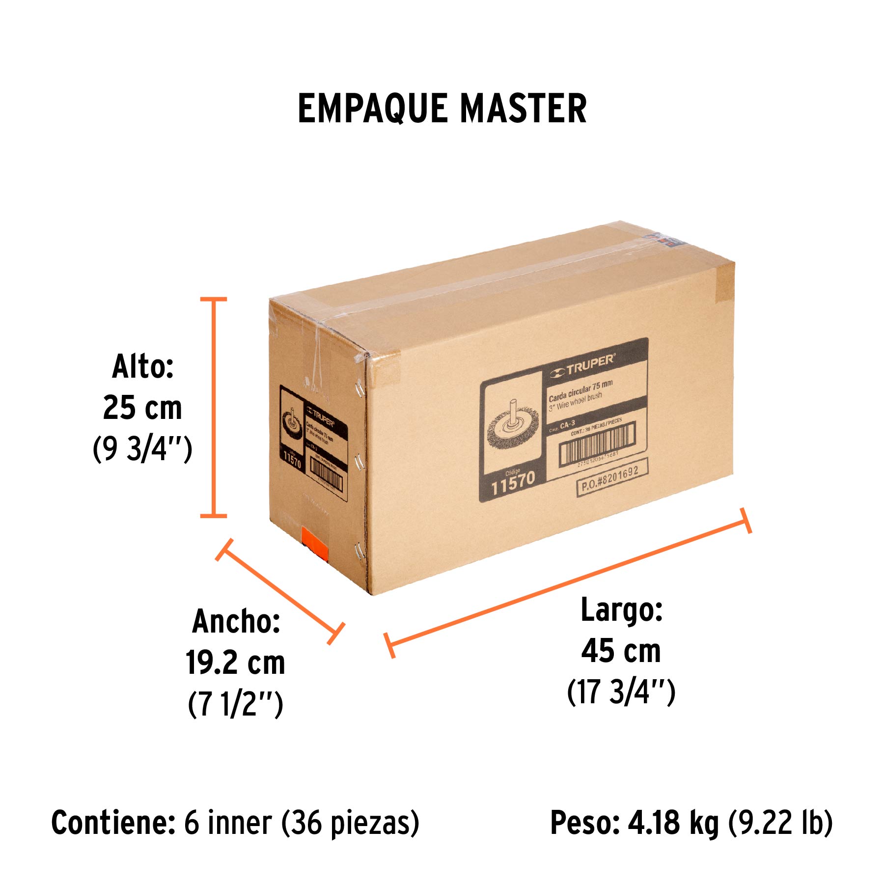 Carda circular 3" alambre grueso para taladro, TRUPER TRUPER