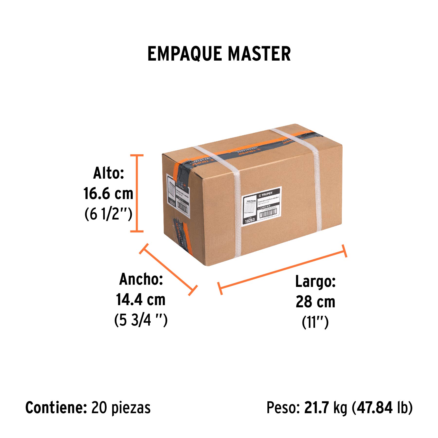 Caja con 5000 clavos calibre 18, 25 mm para CLNE-18, TRUPER TRUPER