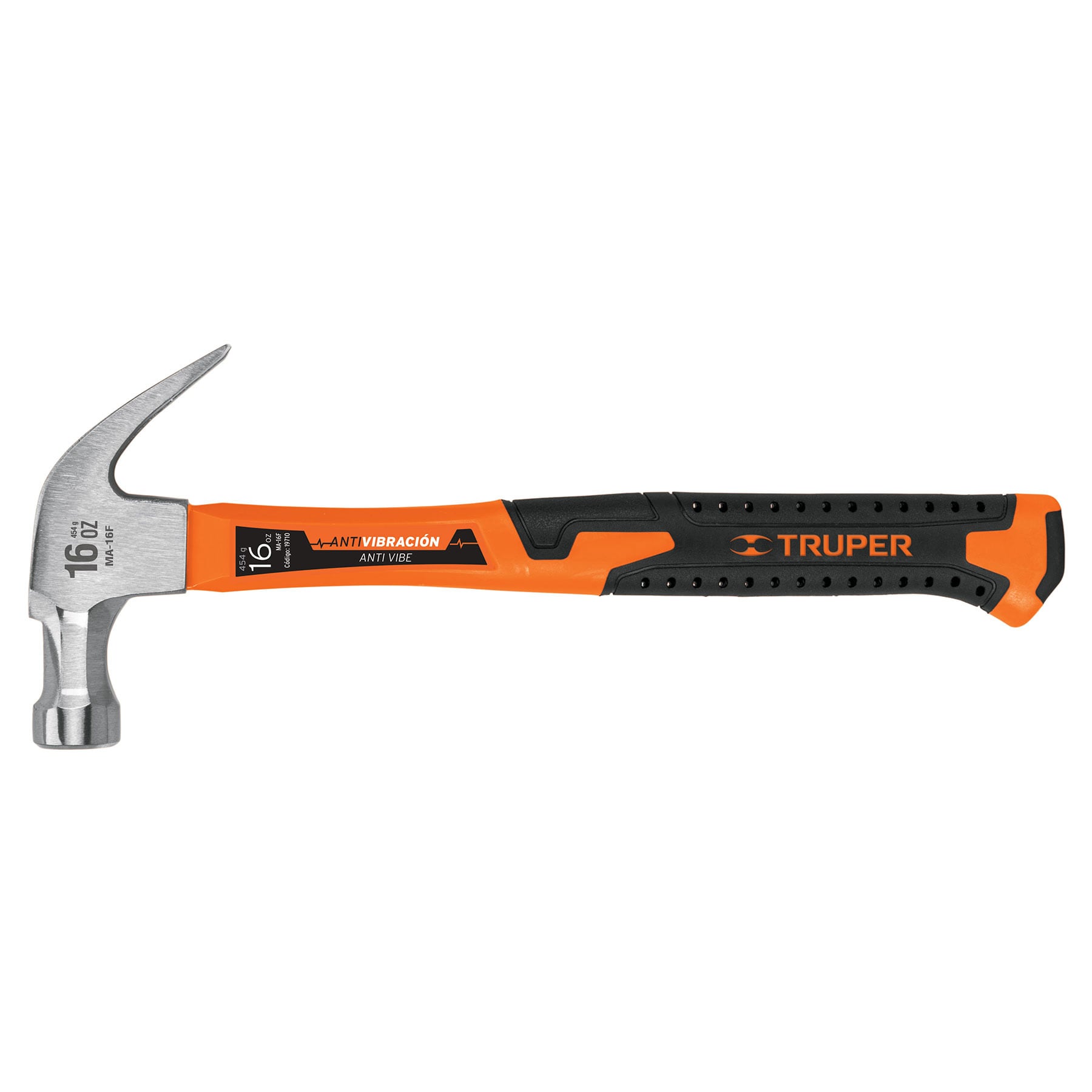 Martillo 16 oz uña curva, mango fibra de vidrio, TRUPER TRUPER
