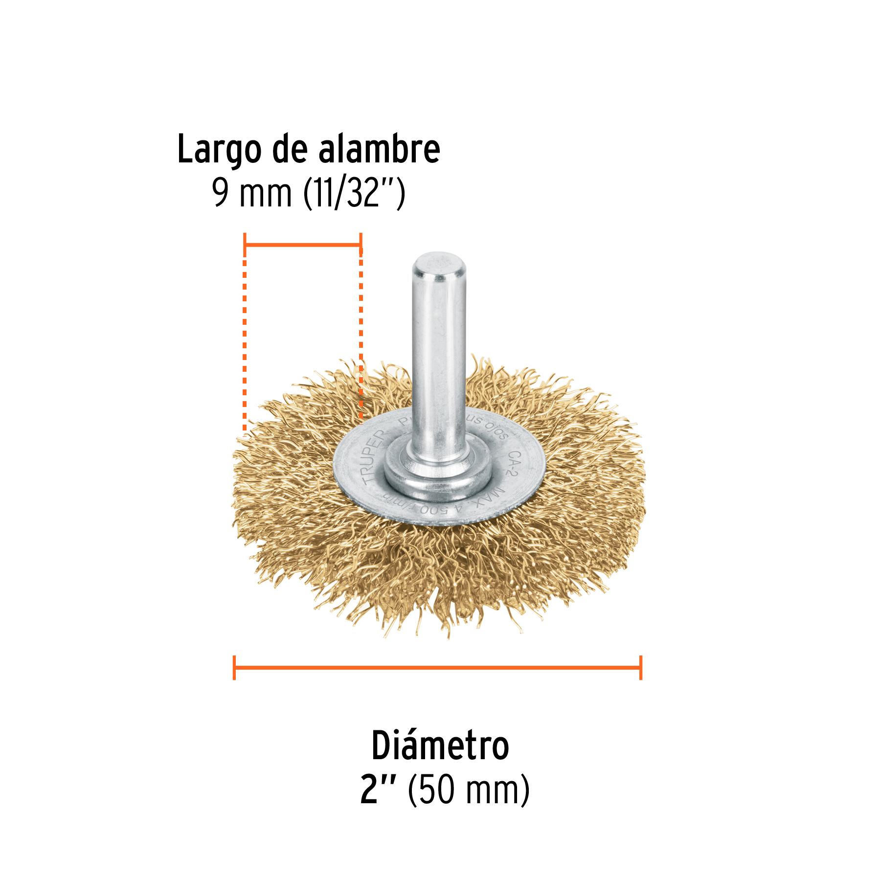Carda circular 2" alambre grueso para taladro, TRUPER TRUPER