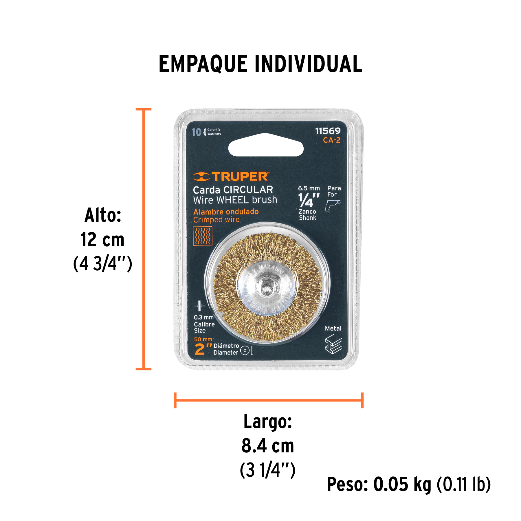 Carda circular 2" alambre grueso para taladro, TRUPER TRUPER