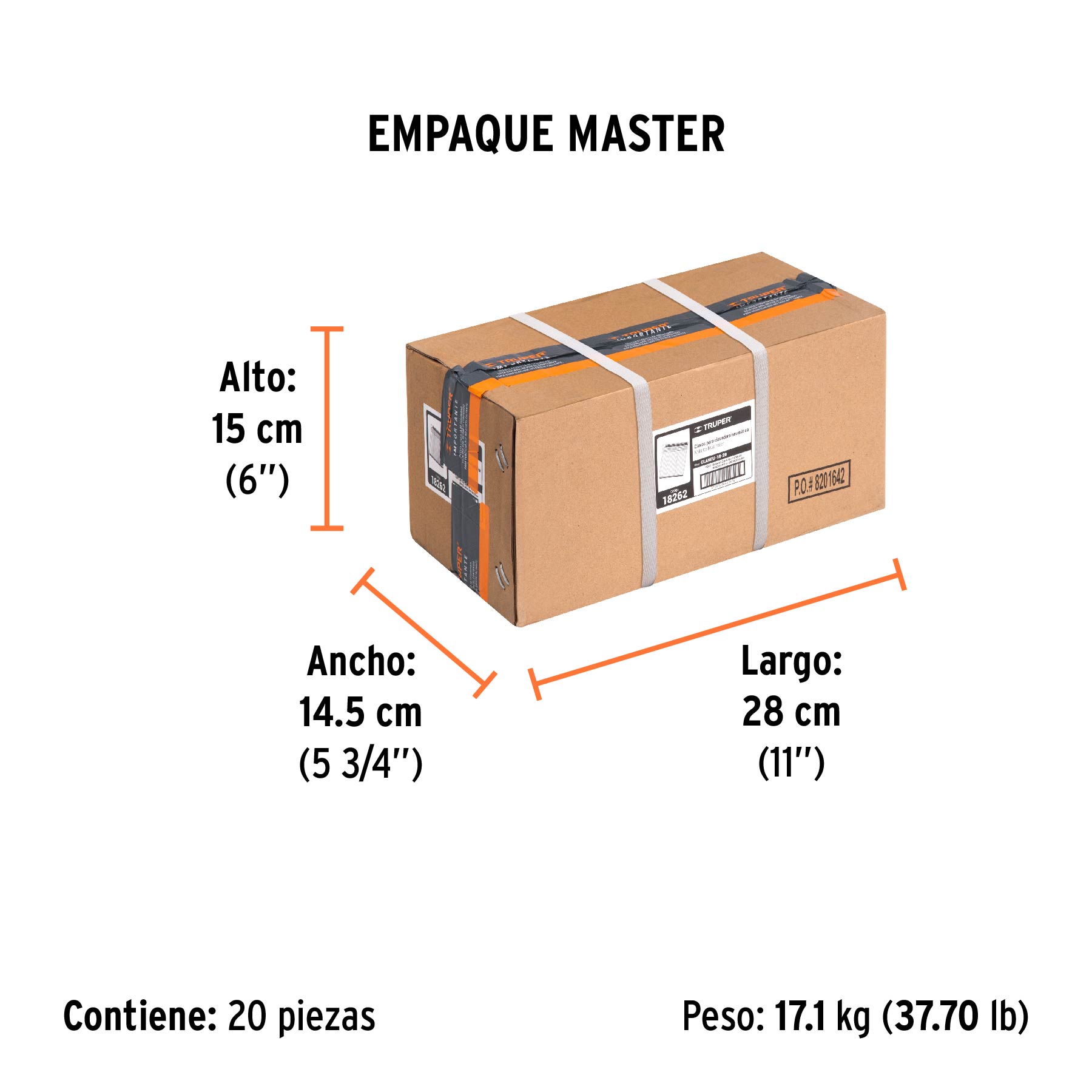 Caja con 5000 clavos calibre 18, 20 mm para CLNE-18, TRUPER TRUPER