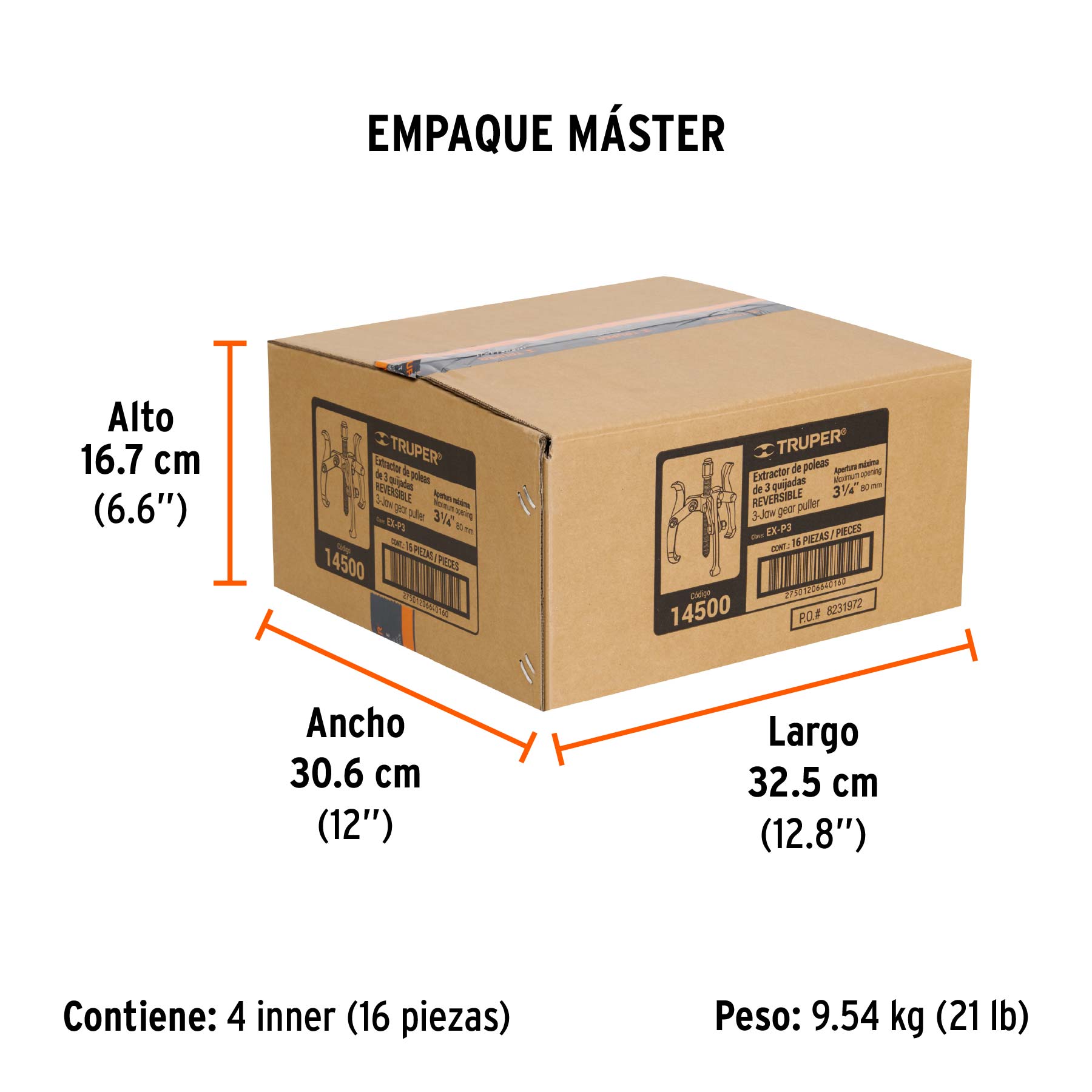 Extractor de poleas, 3 quijadas, 3", TRUPER TRUPER