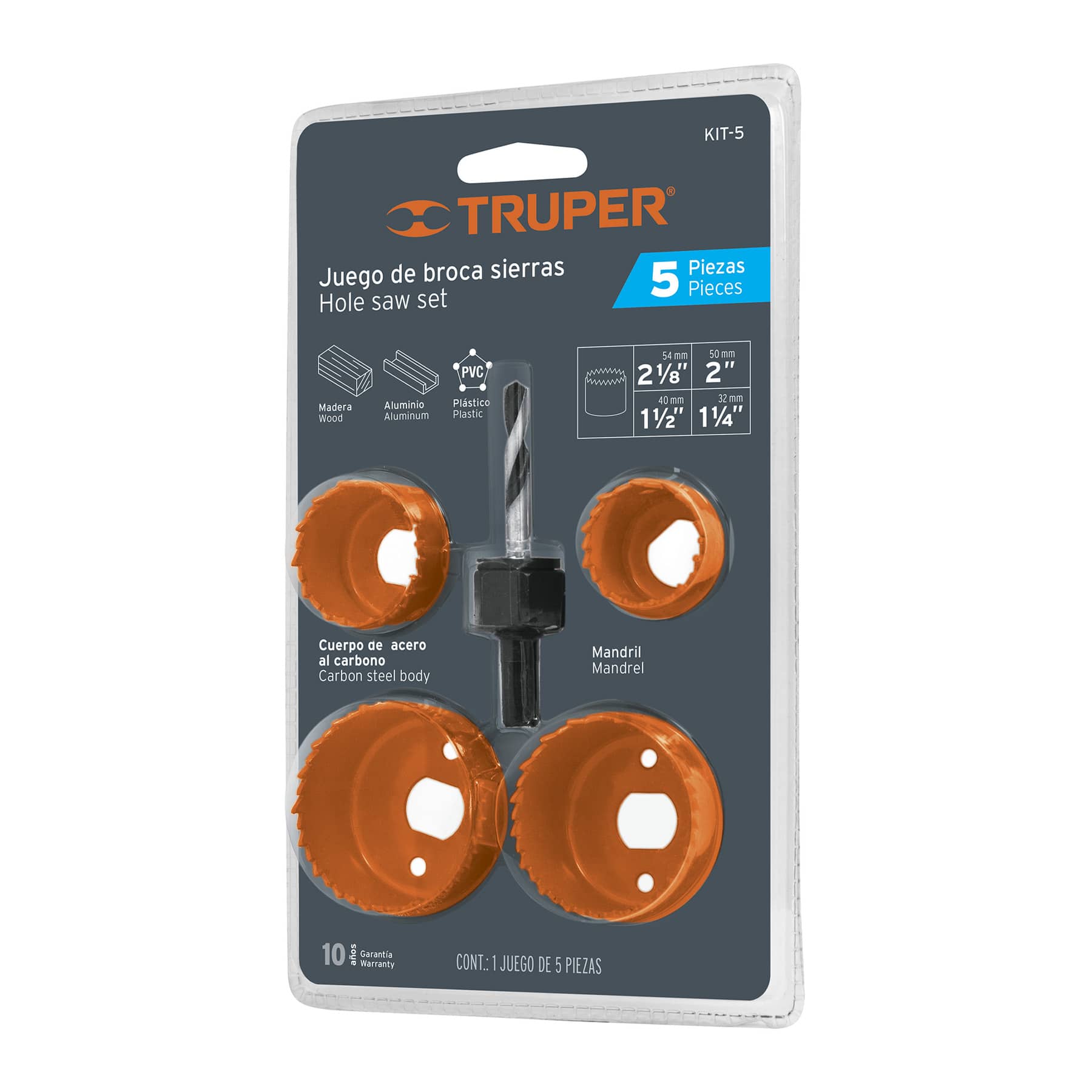 Kit de 5 brocasierras para madera, blíster CÓDIGO: 18081 CLAVE: KIT-5 TRUPER