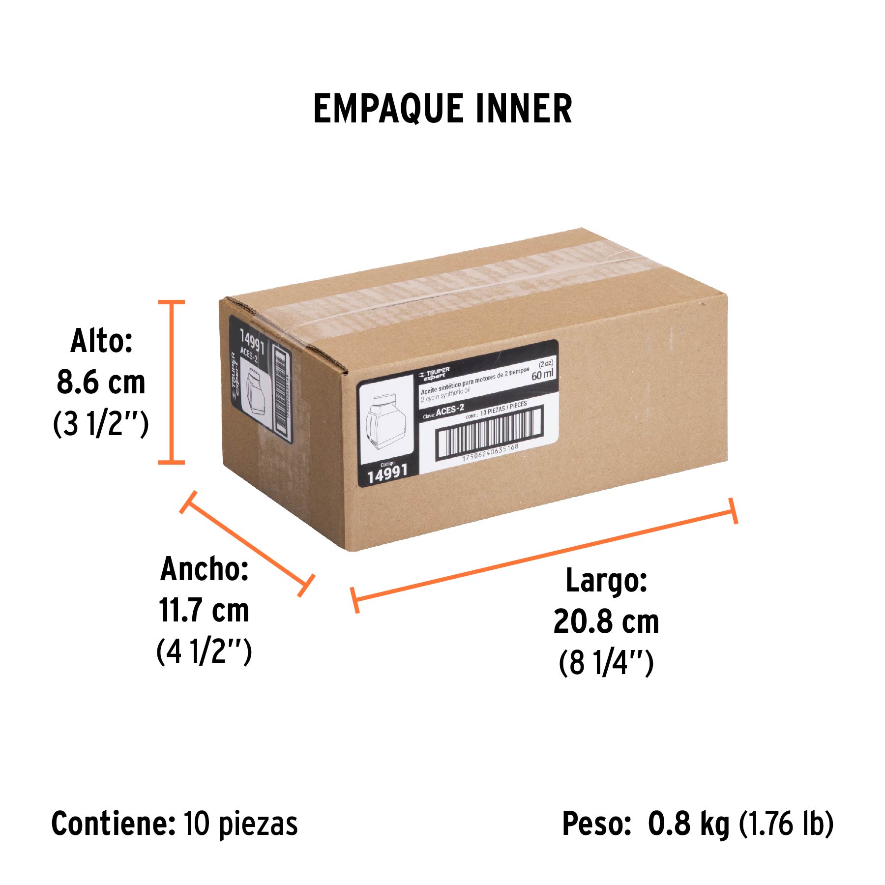 Aceite sintético para motor de 2 tiempos, 60 ml TRUPER