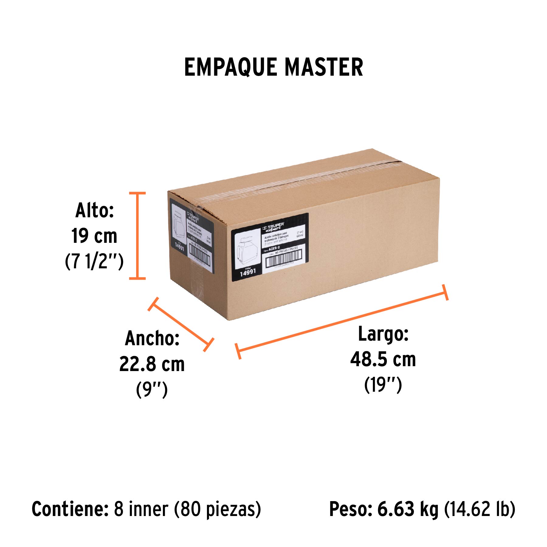 Aceite sintético para motor de 2 tiempos, 60 ml TRUPER