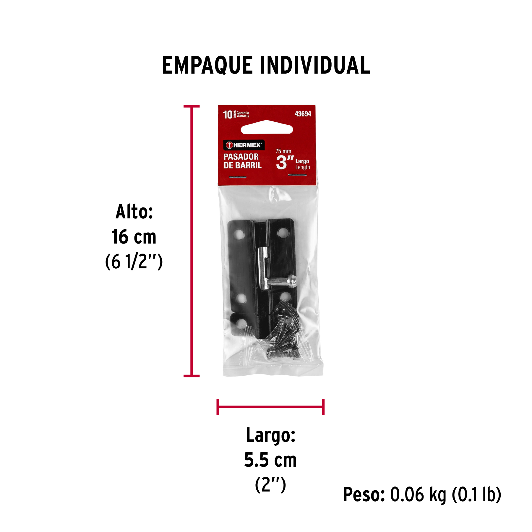 Pasador de barril 3" de acero acabado negro, HERMEX TRUPER