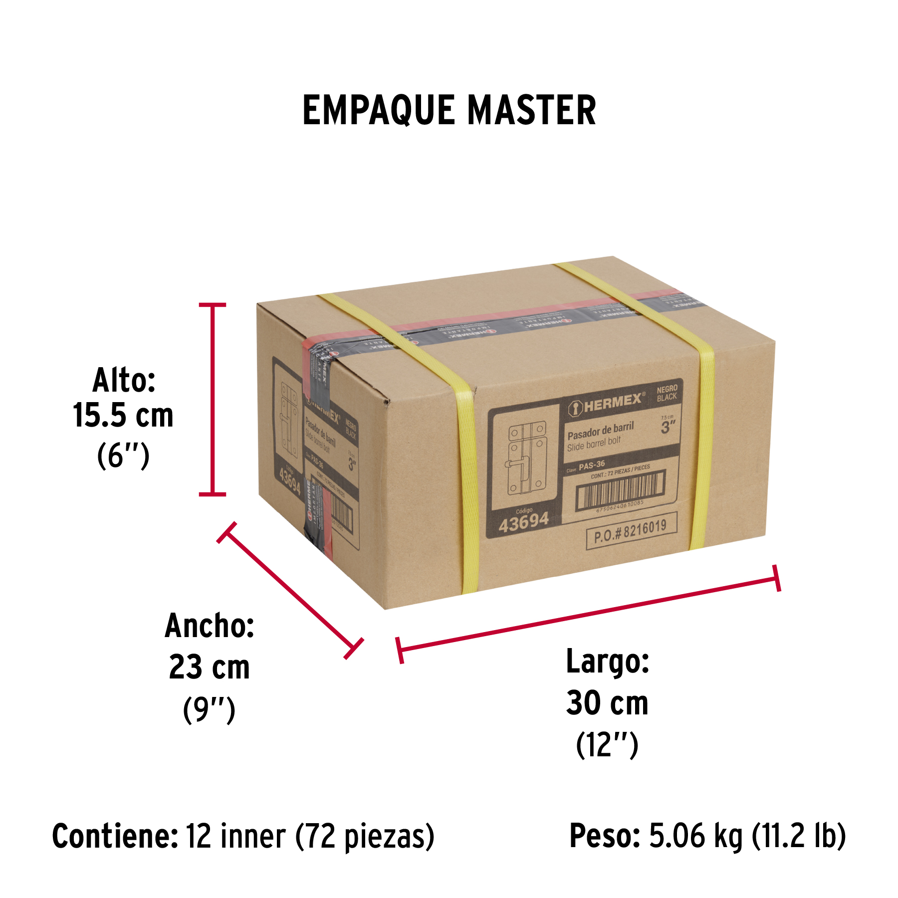 Pasador de barril 3" de acero acabado negro, HERMEX TRUPER