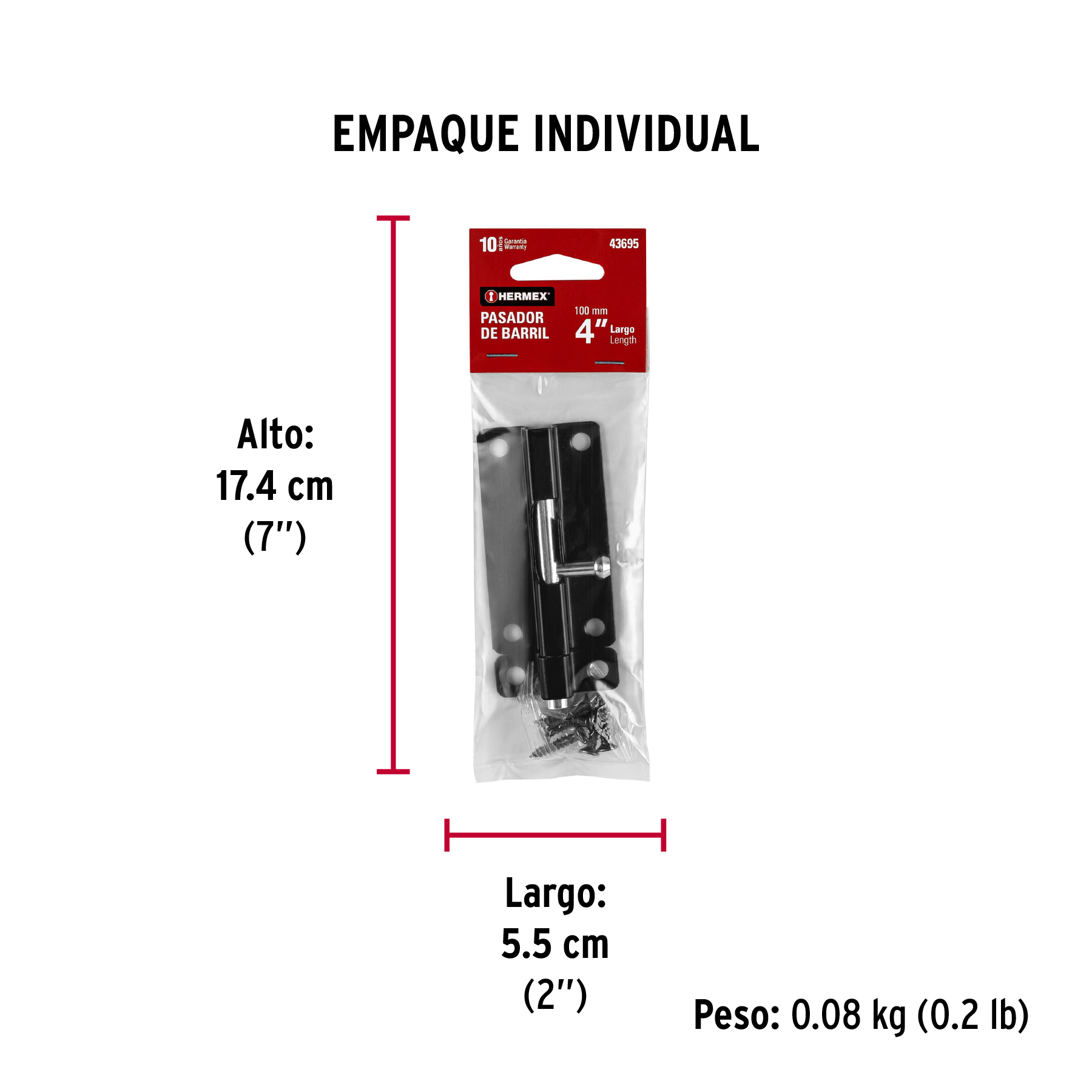 Pasador de barril 4" de acero acabado negro, HERMEX TRUPER