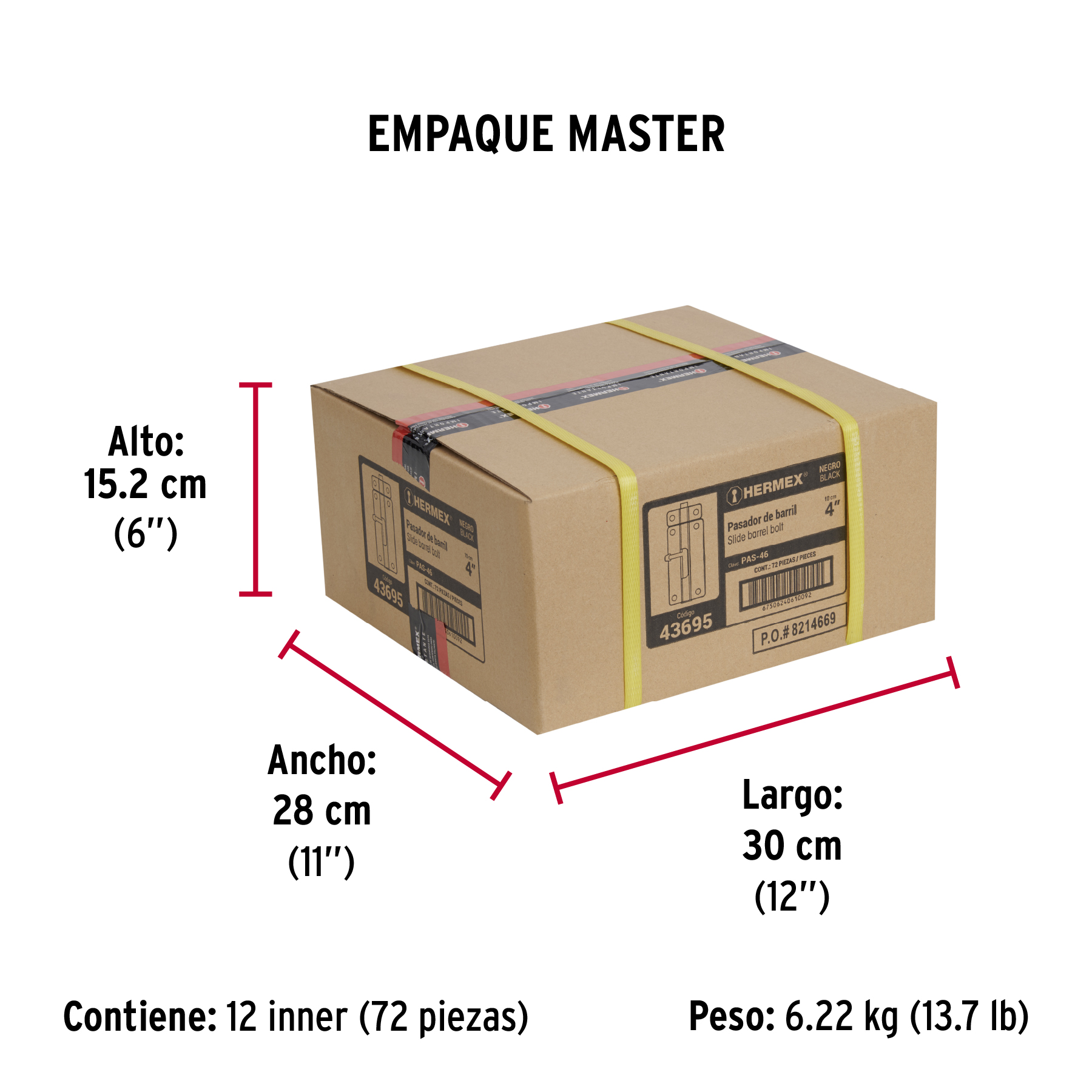 Pasador de barril 4" de acero acabado negro, HERMEX TRUPER