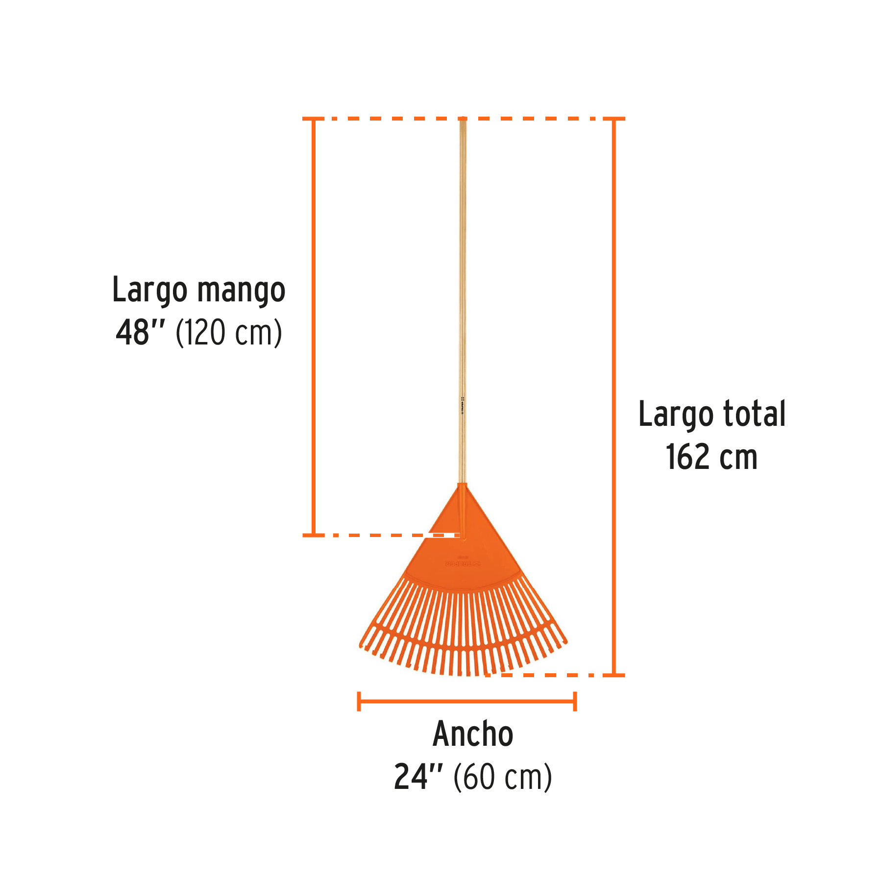 Escoba plástica para jardín, flexible, 26 dientes, mango 48" TRUPER