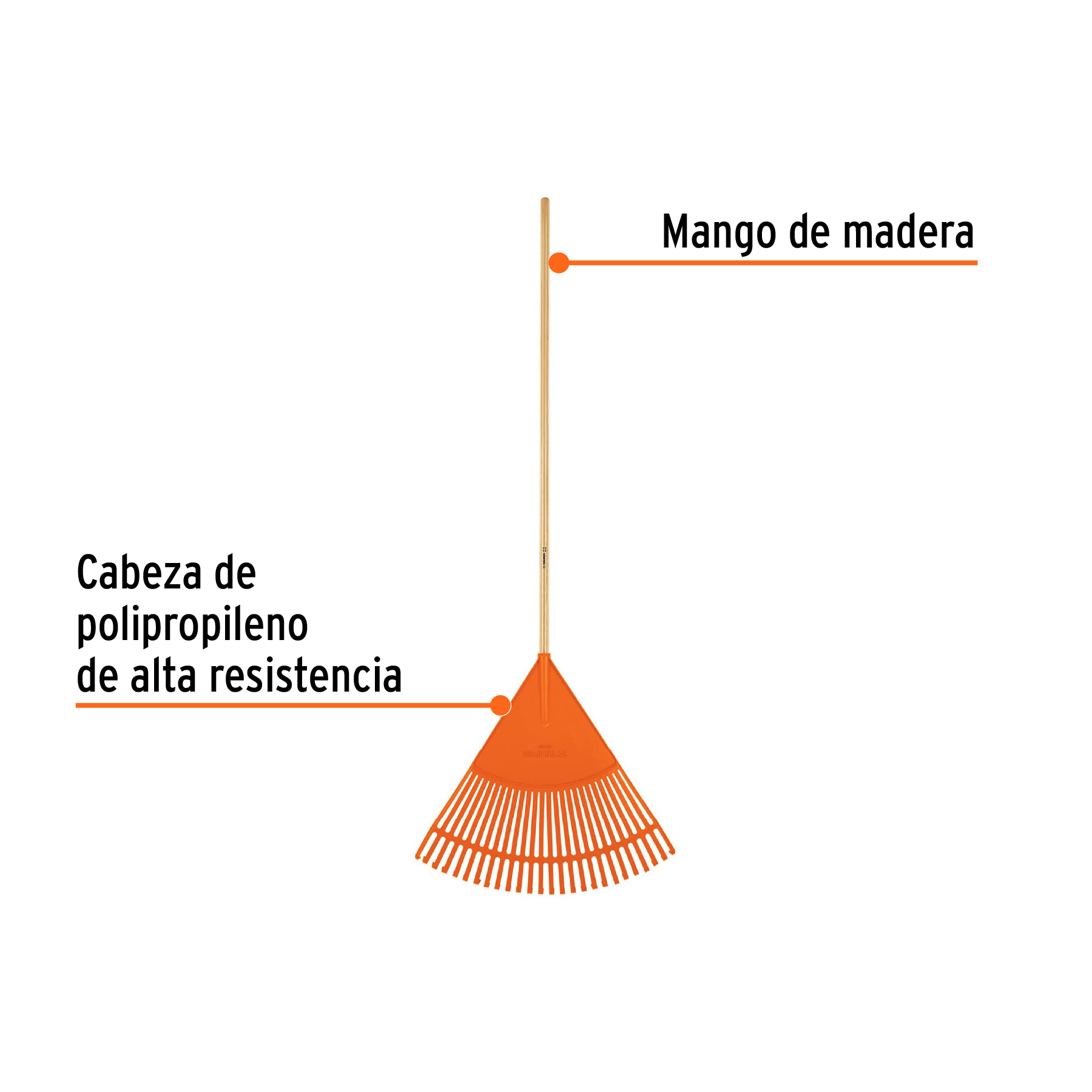 Escoba plástica para jardín, flexible, 26 dientes, mango 48" TRUPER