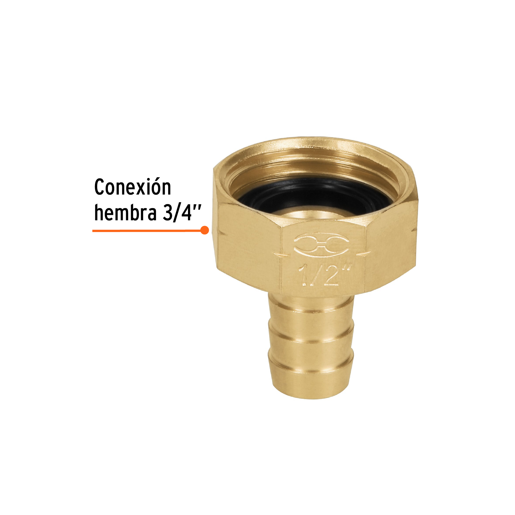 Conector 1/2" hembra de latón sólido para manguera, TRUPER TRUPER