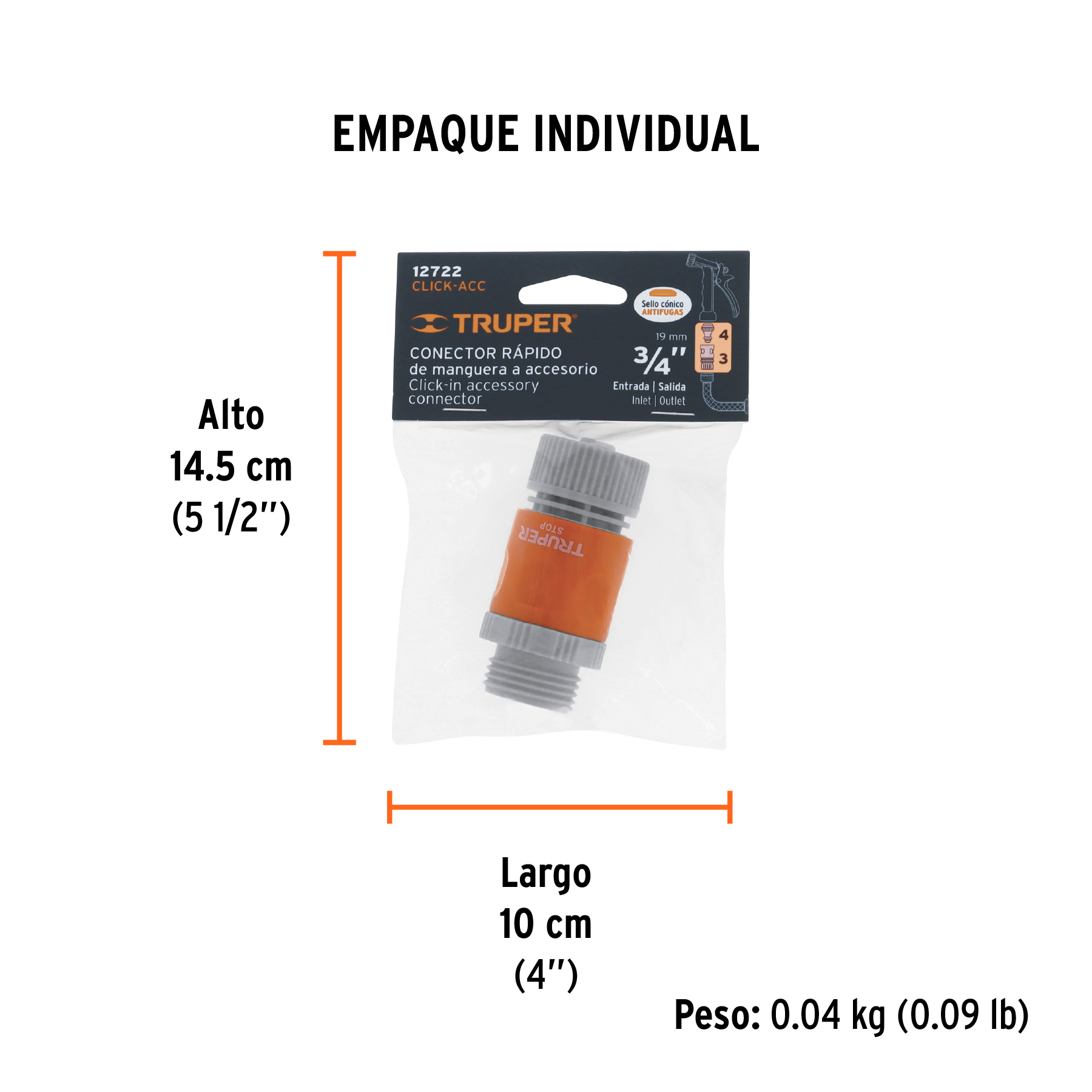 Conector 3/4" rápido de ABS manguera-acc. sistema click TRUPER