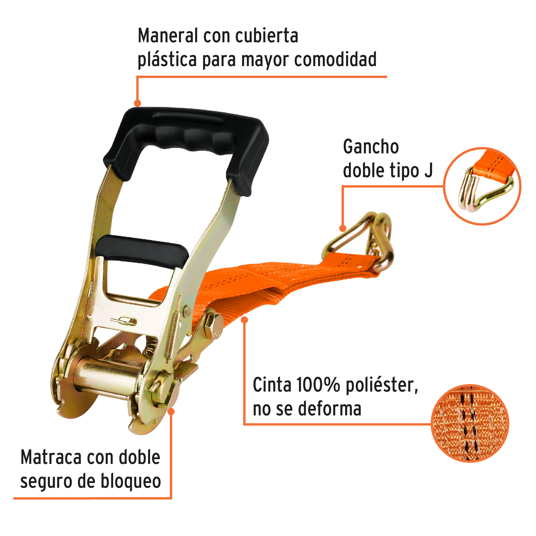 Sujetador con matraca carga máxima 5000 kg, TRUPER TRUPER