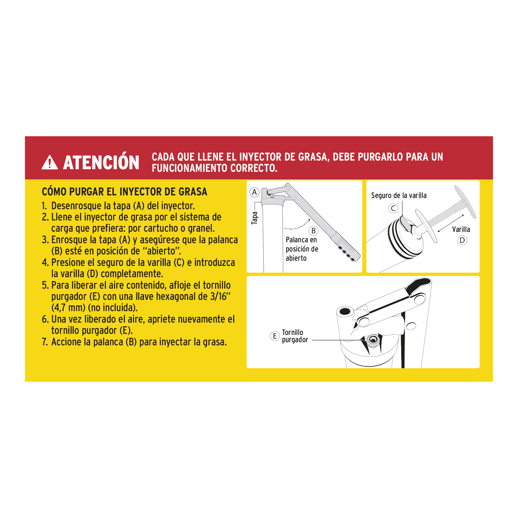 Inyectora de grasa 14 oz, 6000 PSI con grip antiderrapante TRUPER
