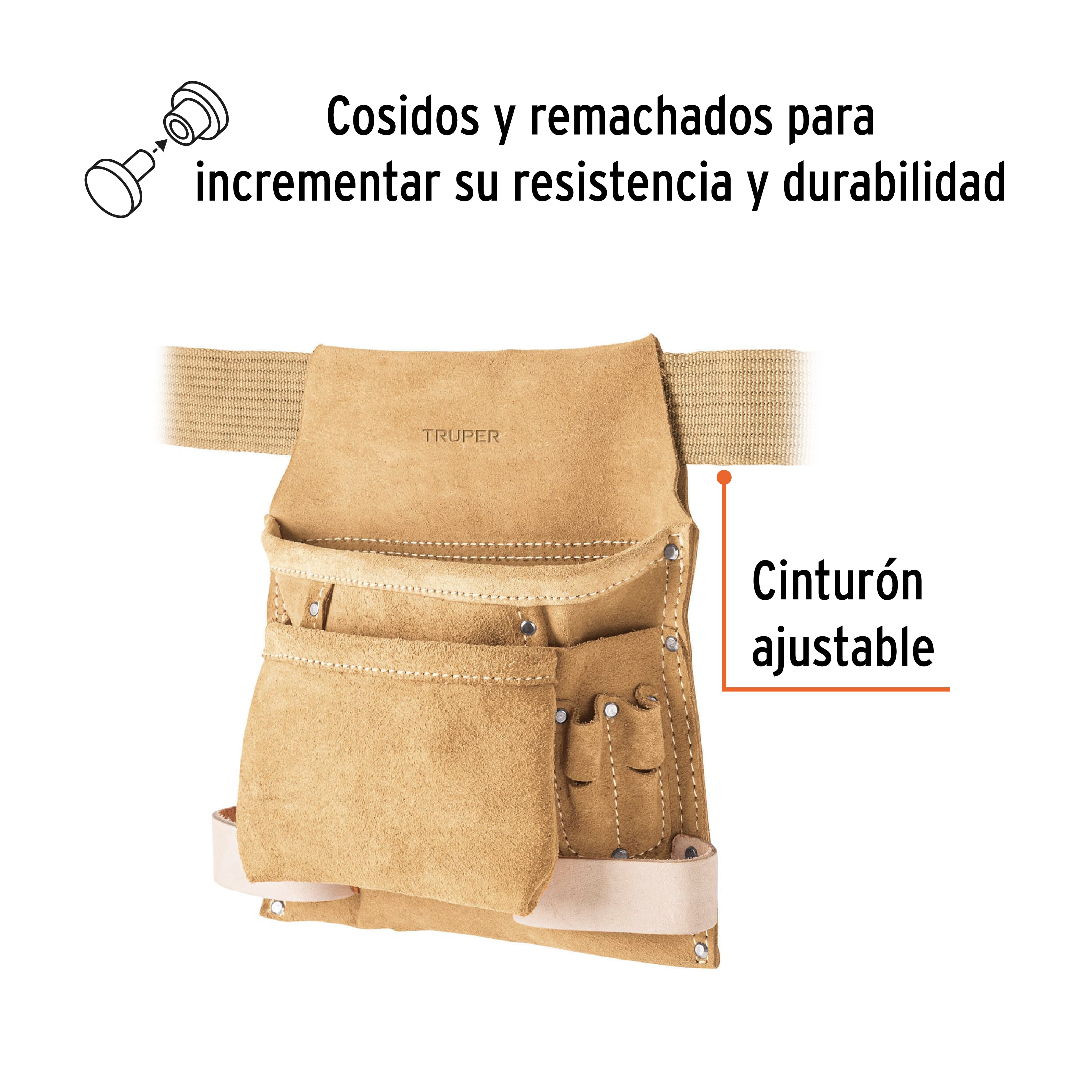 Porta herramientas de carnaza con 10 compartimentos, TRUPER TRUPER