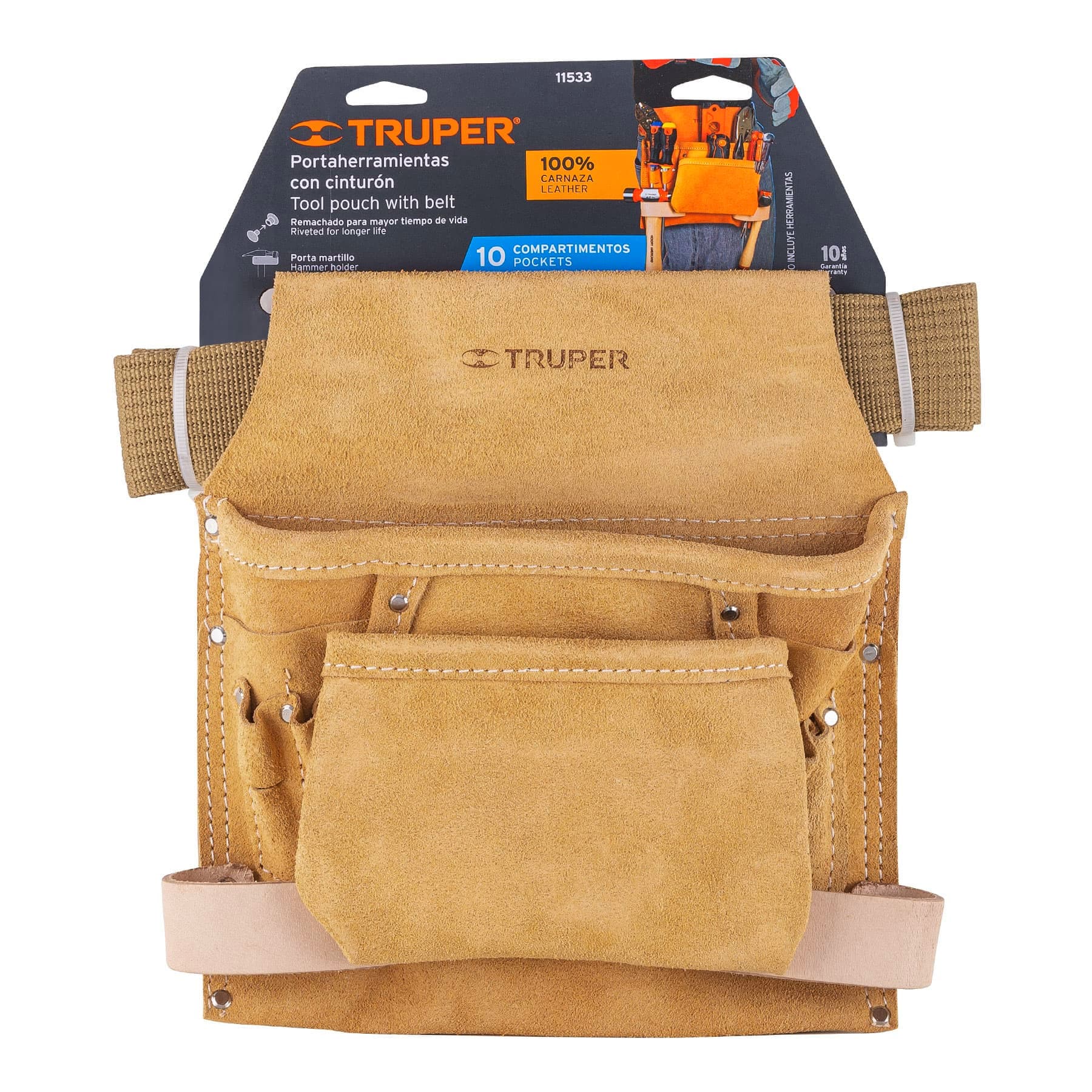 Porta herramientas de carnaza con 10 compartimentos, TRUPER TRUPER