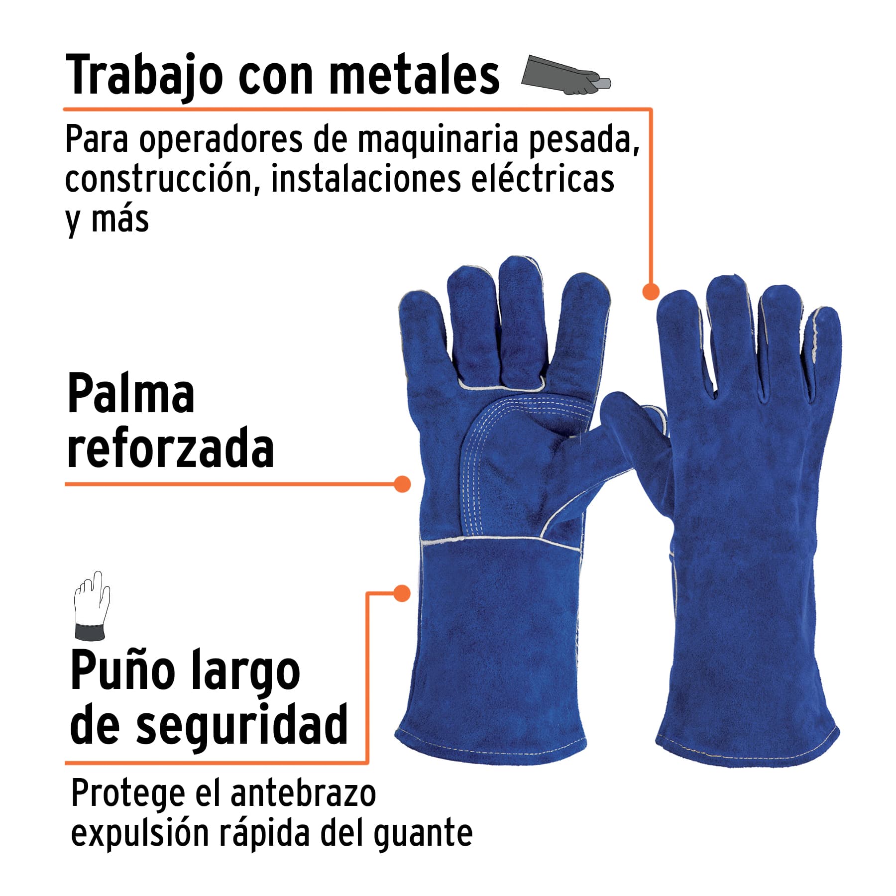 Guantes para soldador, reforzados, azules, TRUPER TRUPER